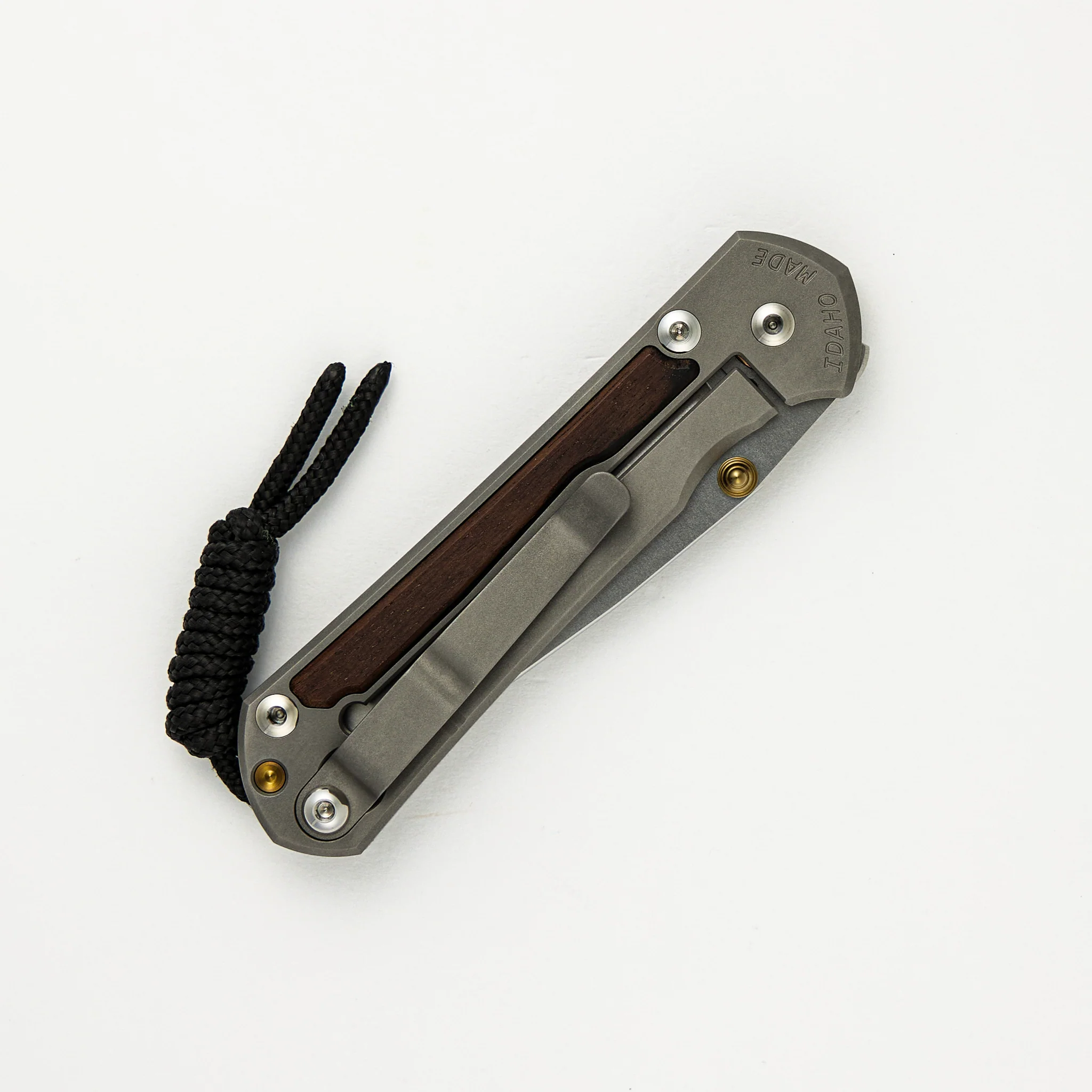 Small Sebenza 31 Macassar Ebony Inlay - CPM MagnaCut Blade - Gold Double Thumb Lugs - Image 4