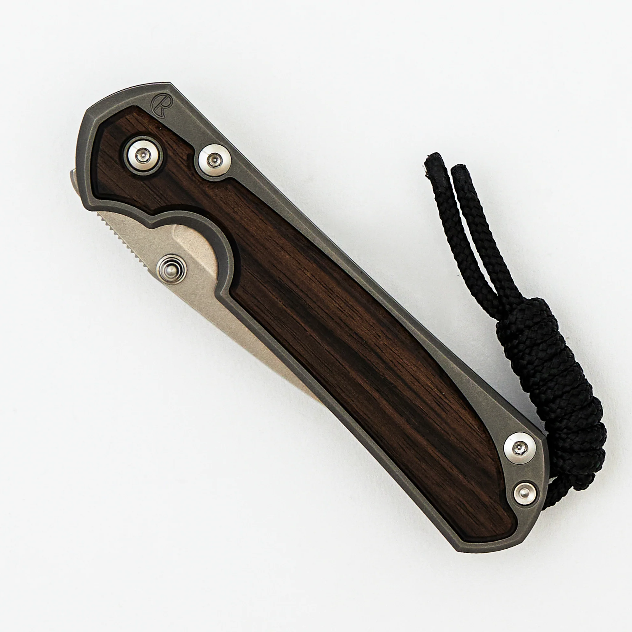 Small Sebenza 31 Macassar Ebony Inlay - CPM MagnaCut Blade - Glass Blasted - Silver Double Thumb Lugs - Image 10