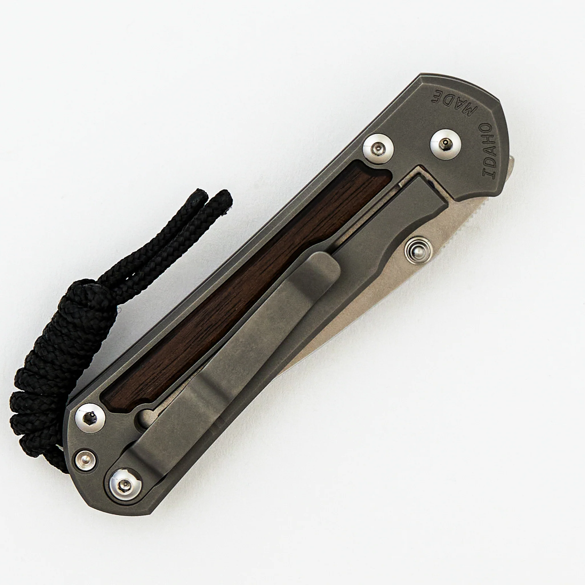 Small Sebenza 31 Macassar Ebony Inlay - CPM MagnaCut Blade - Glass Blasted - Silver Double Thumb Lugs - Image 11