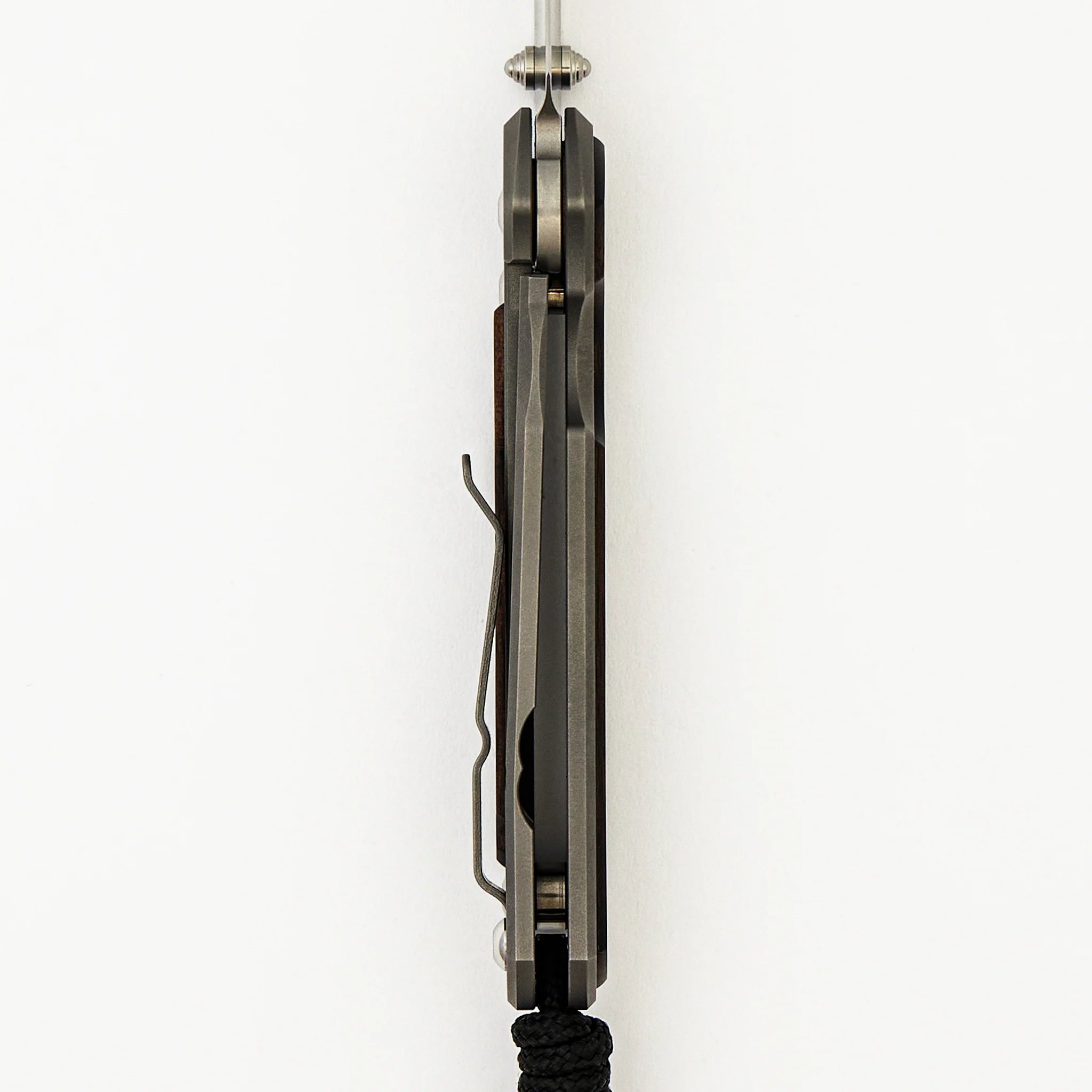 Small Sebenza 31 Macassar Ebony Inlay - CPM MagnaCut Blade - Glass Blasted - Silver Double Thumb Lugs - Image 13