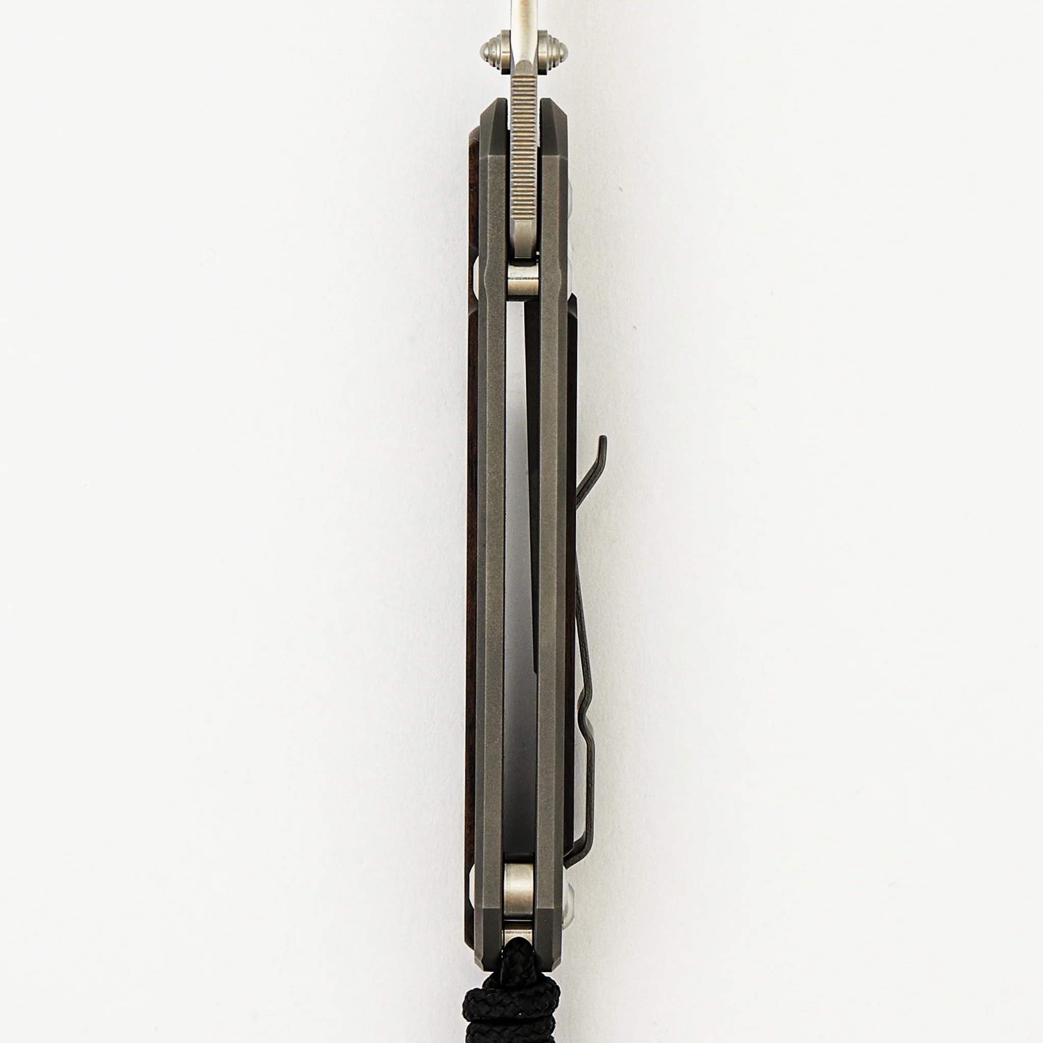 Small Sebenza 31 Macassar Ebony Inlay - CPM MagnaCut Blade - Glass Blasted - Silver Double Thumb Lugs - Image 14