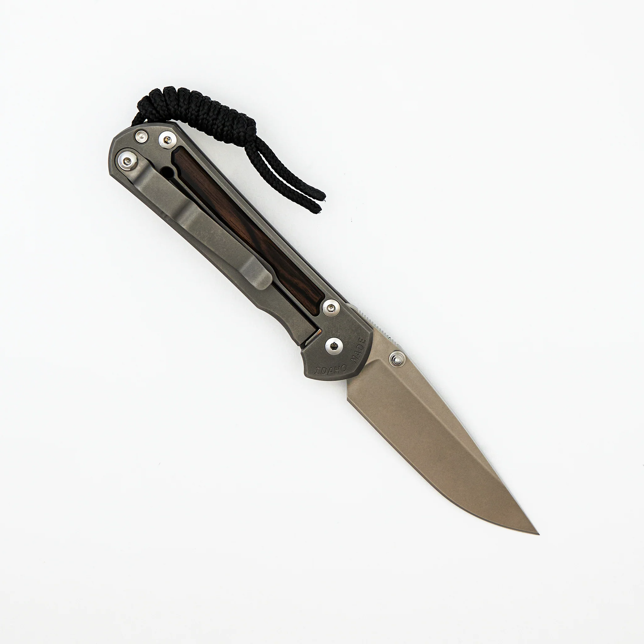 Small Sebenza 31 Macassar Ebony Inlay - CPM MagnaCut Blade - Glass Blasted - Silver Double Thumb Lugs - Image 2