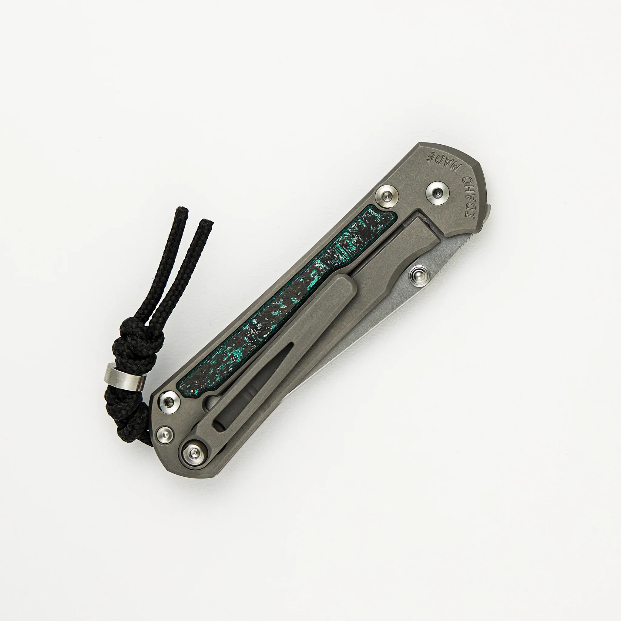 Small Sebenza 31 - Teal Magnetic CarboTi Inlays - Tanto CPM MagnaCut Blade - Silver Double Thumb Lugs - 2025 R1 Invitational - Image 4