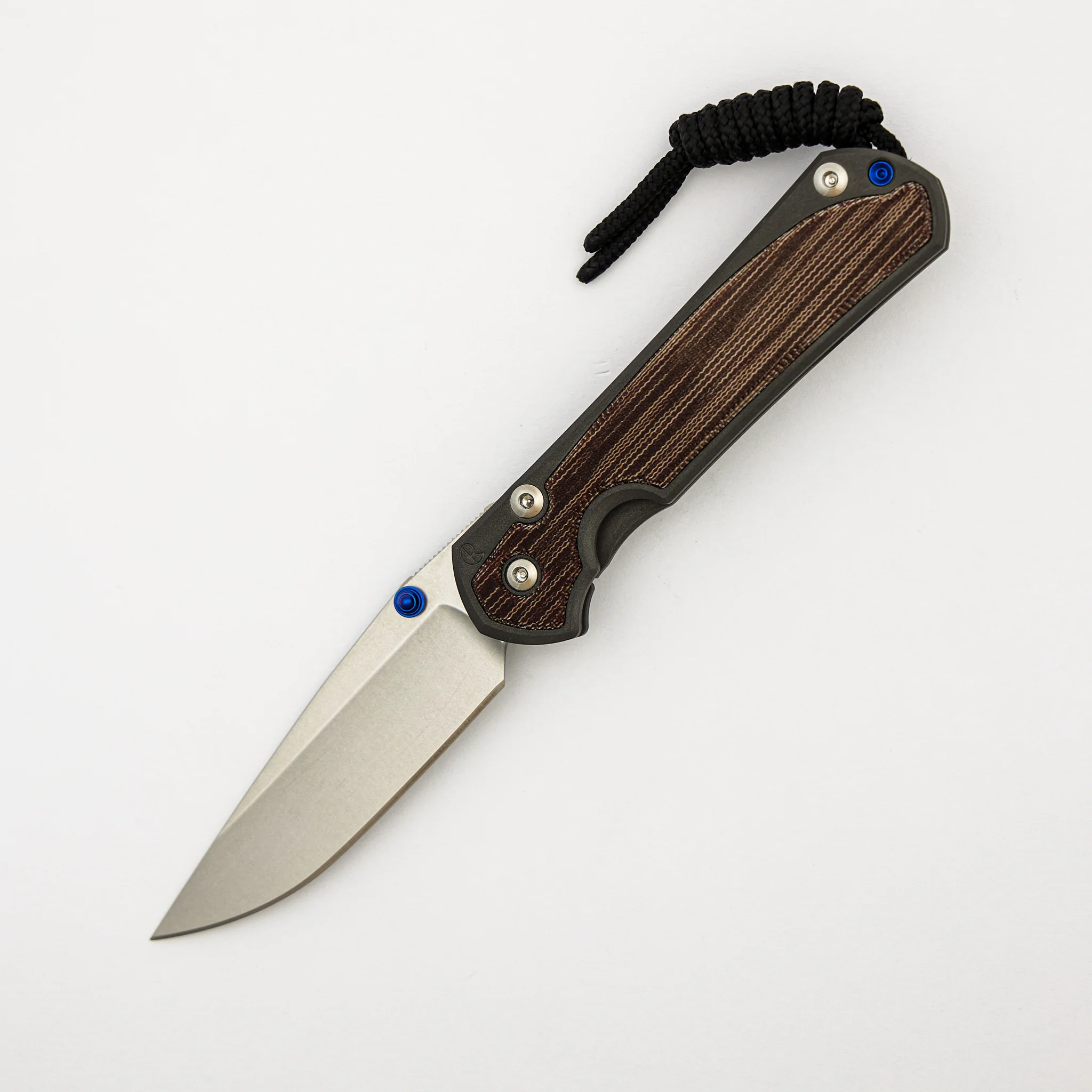 Small Sebenza 31 - Natural Canvas Micarta Inlay - Drop Point CPM MagnaCut Blade - Blue Double Thumb Lugs