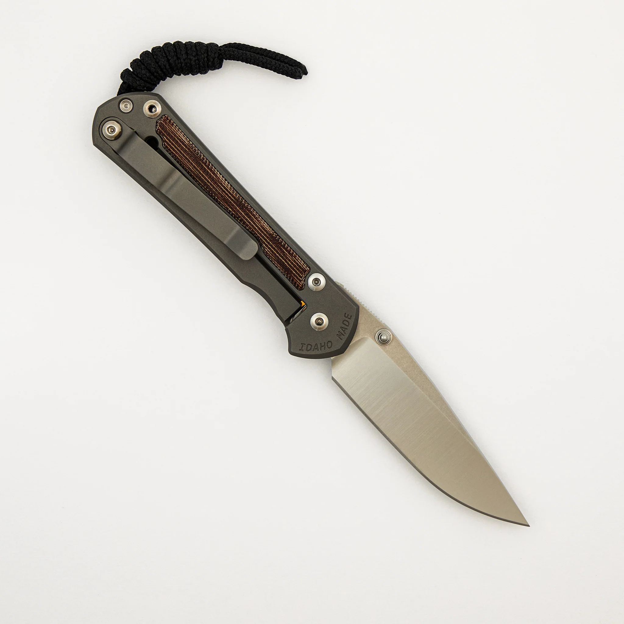 Small Sebenza 31 - Natural Canvas Micarta Inlay - Drop Point Polished CPM MagnaCut Blade - Glass Blasted - Silver Double Thumb Lugs - Image 2