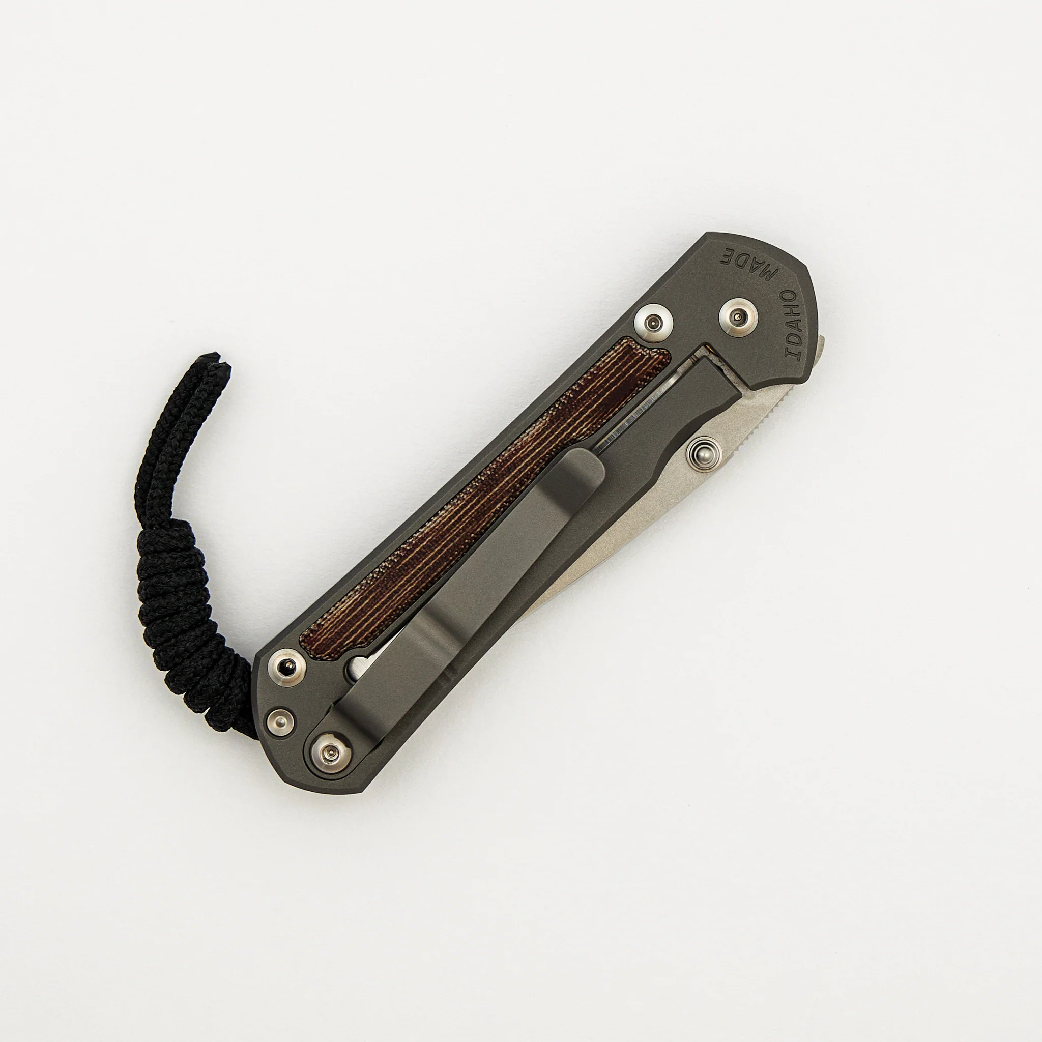 Small Sebenza 31 - Natural Canvas Micarta Inlay - Drop Point Polished CPM MagnaCut Blade - Glass Blasted - Silver Double Thumb Lugs - Image 4