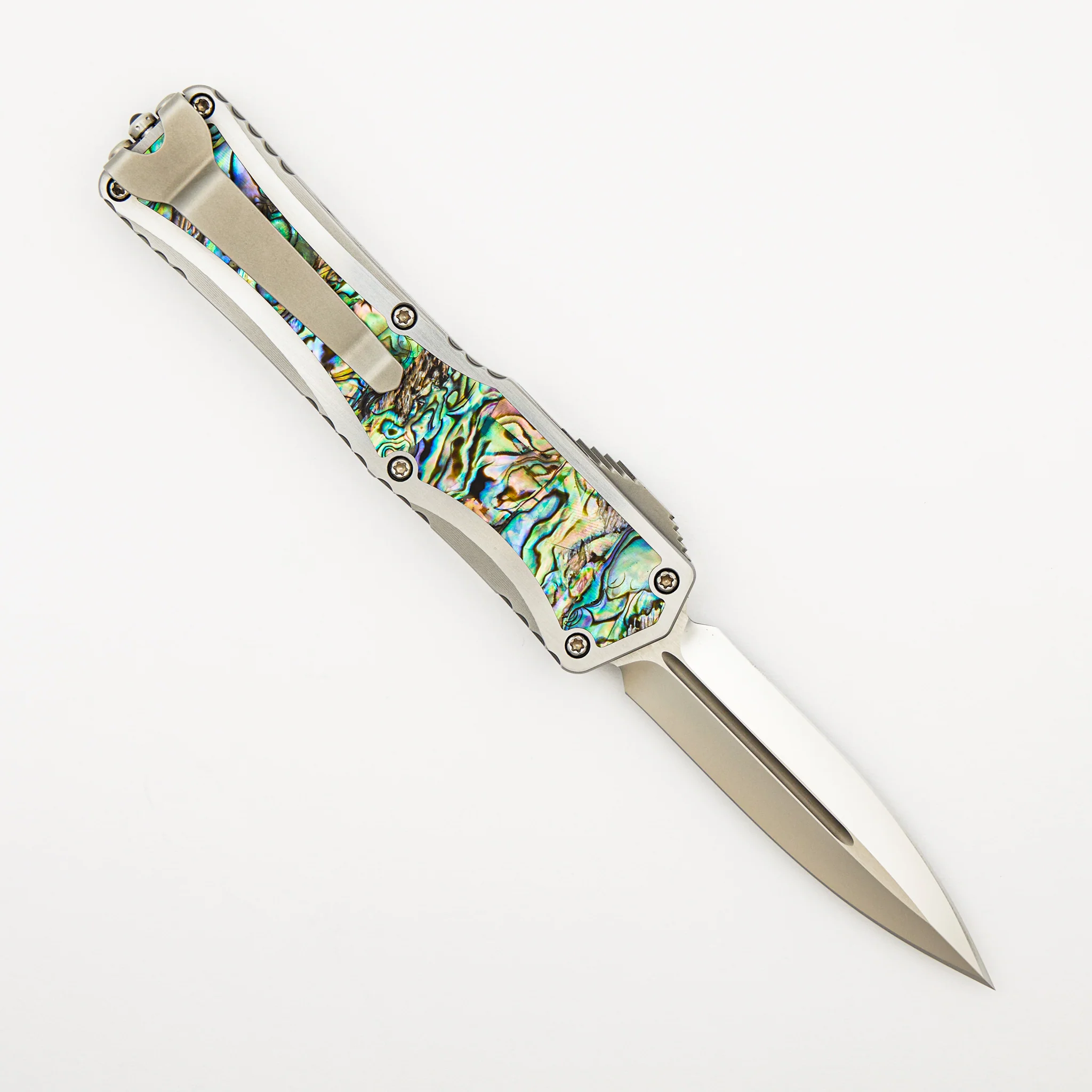 Colossus - D/E High Polish - Stainless Steel Handle w/ Abalone Inlays S/N 005 - Image 2