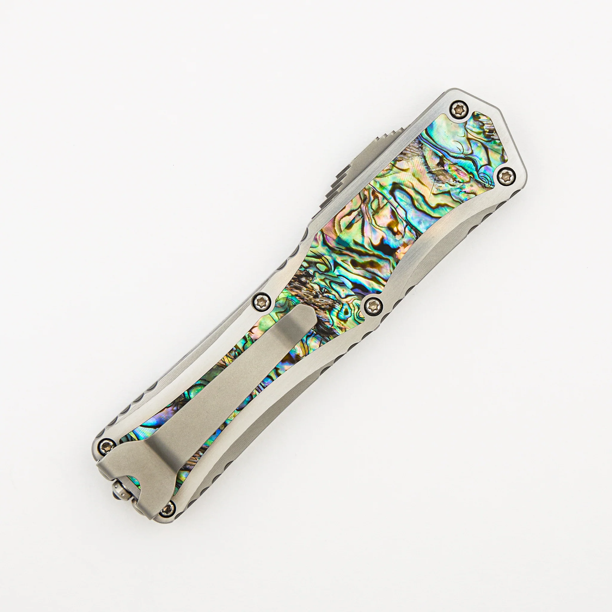 Colossus - D/E High Polish - Stainless Steel Handle w/ Abalone Inlays S/N 005 - Image 4