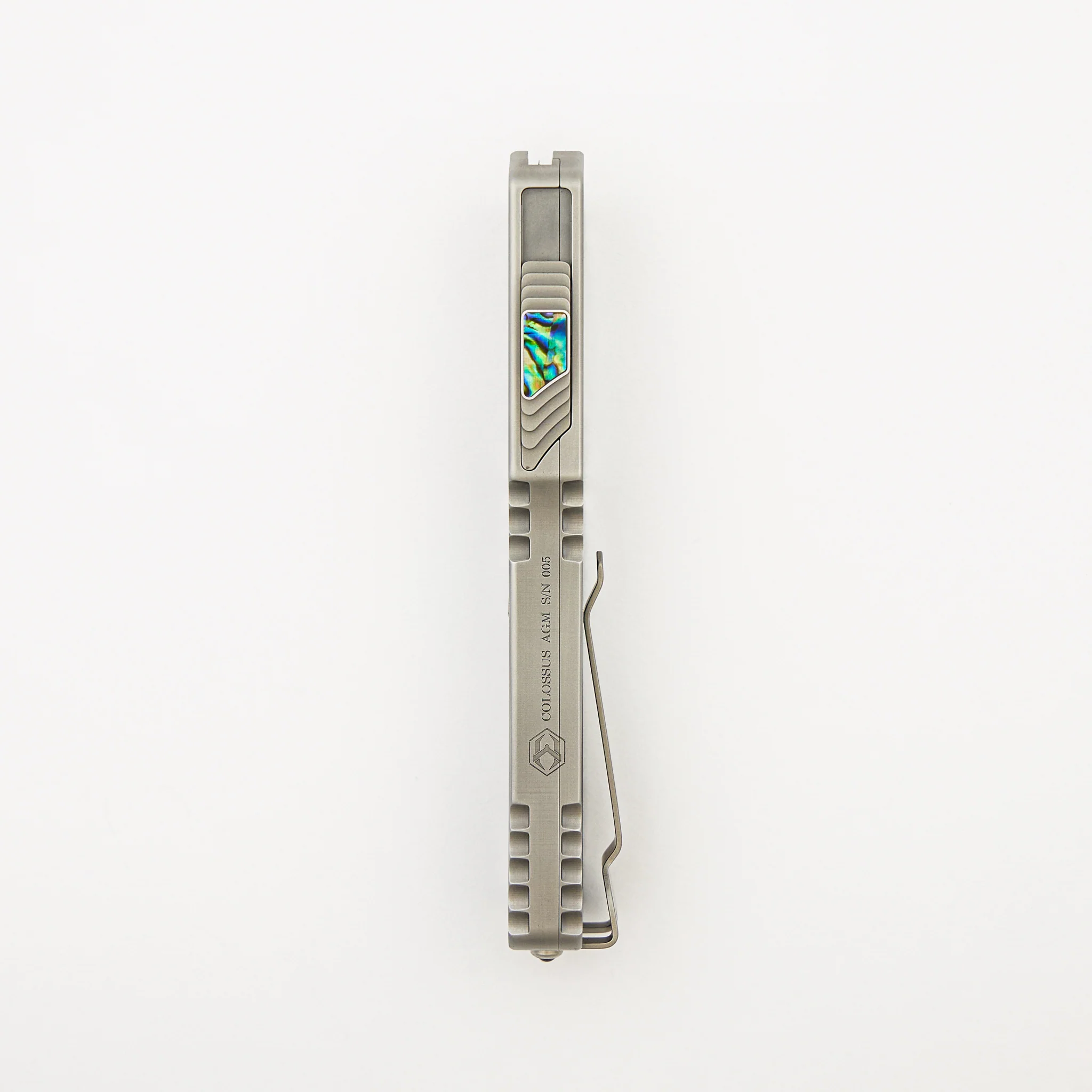 Colossus - D/E High Polish - Stainless Steel Handle w/ Abalone Inlays S/N 005 - Image 5