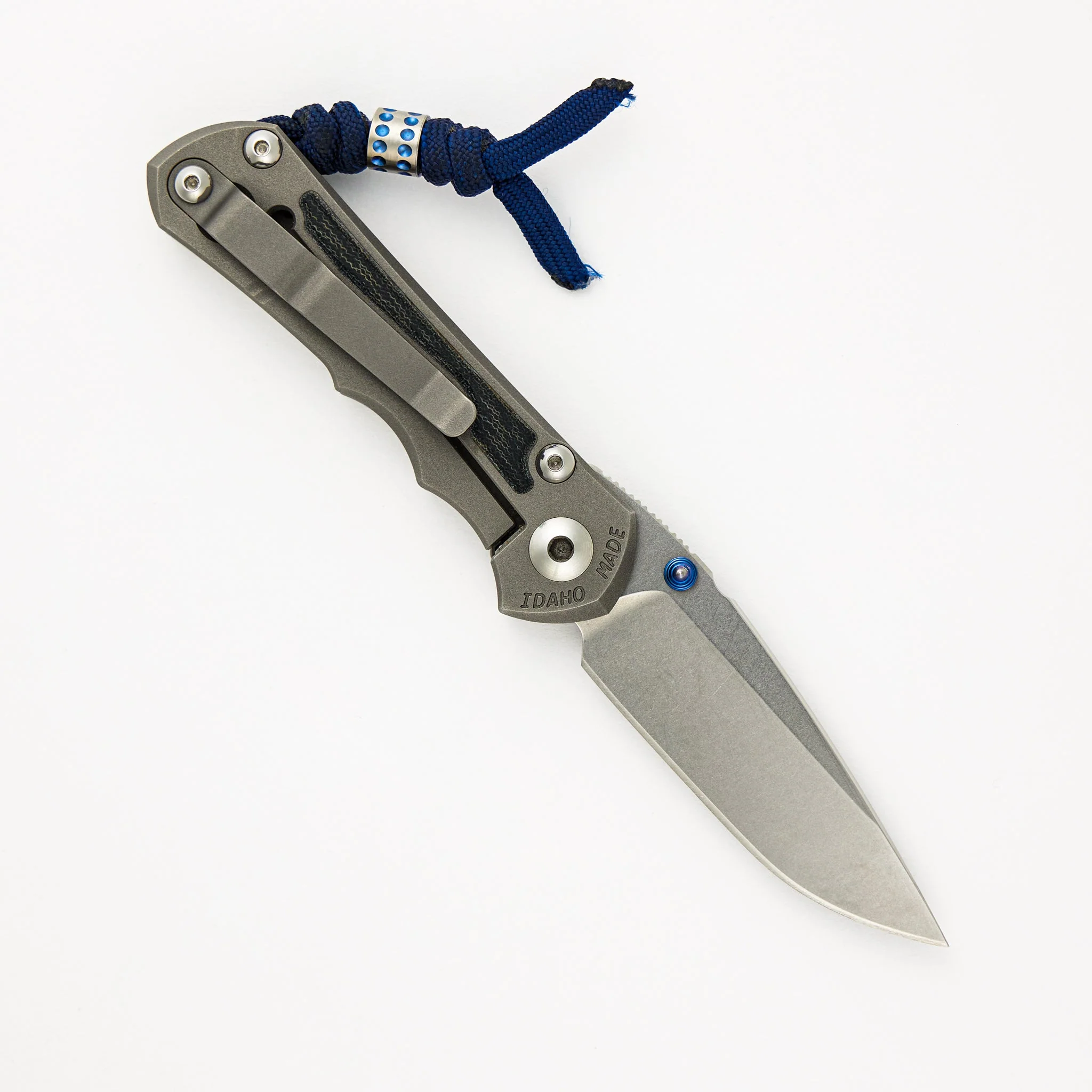 Small Inkosi - Blue Denim Micarta Inlays - Glass Blasted - Drop Point CPM S45VN Blade - Image 2