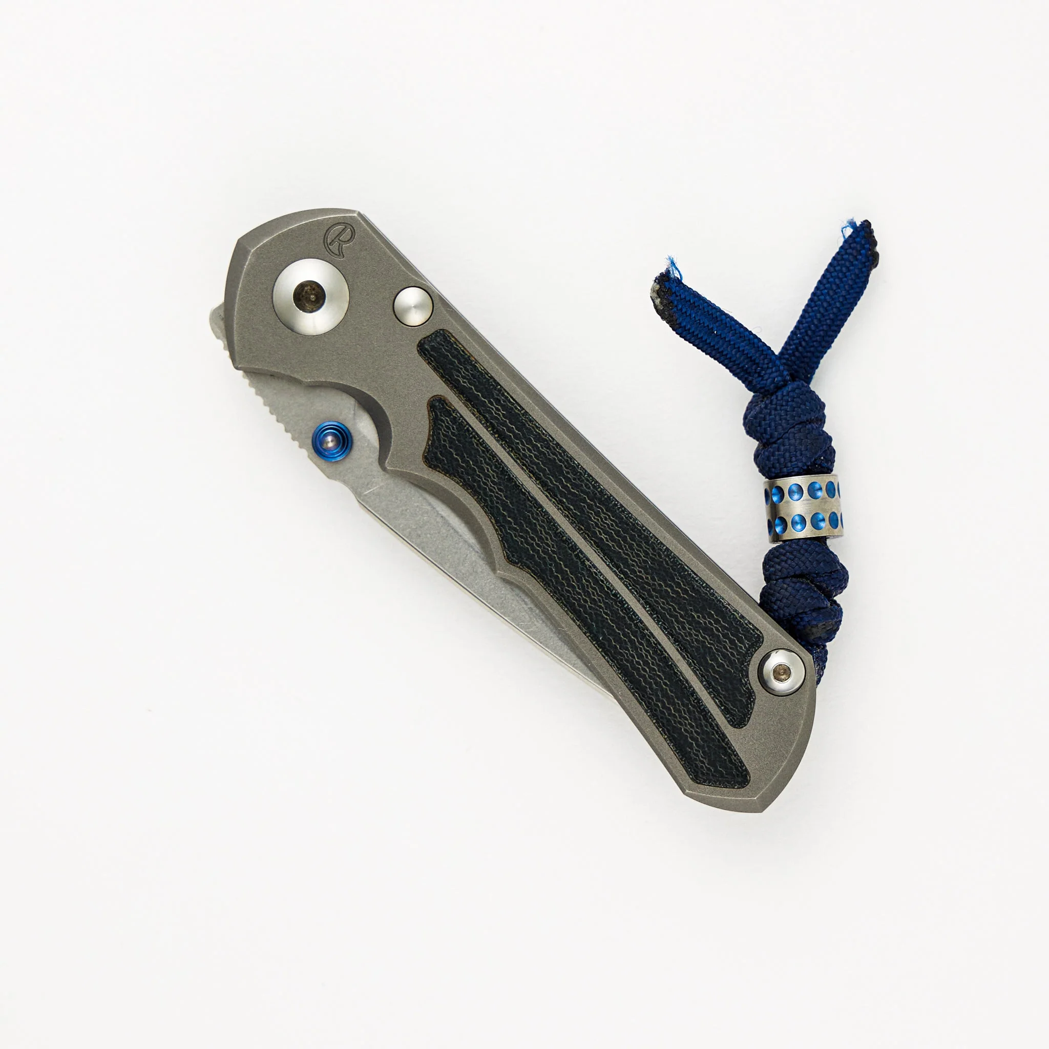 Small Inkosi - Blue Denim Micarta Inlays - Glass Blasted - Drop Point CPM S45VN Blade - Image 3