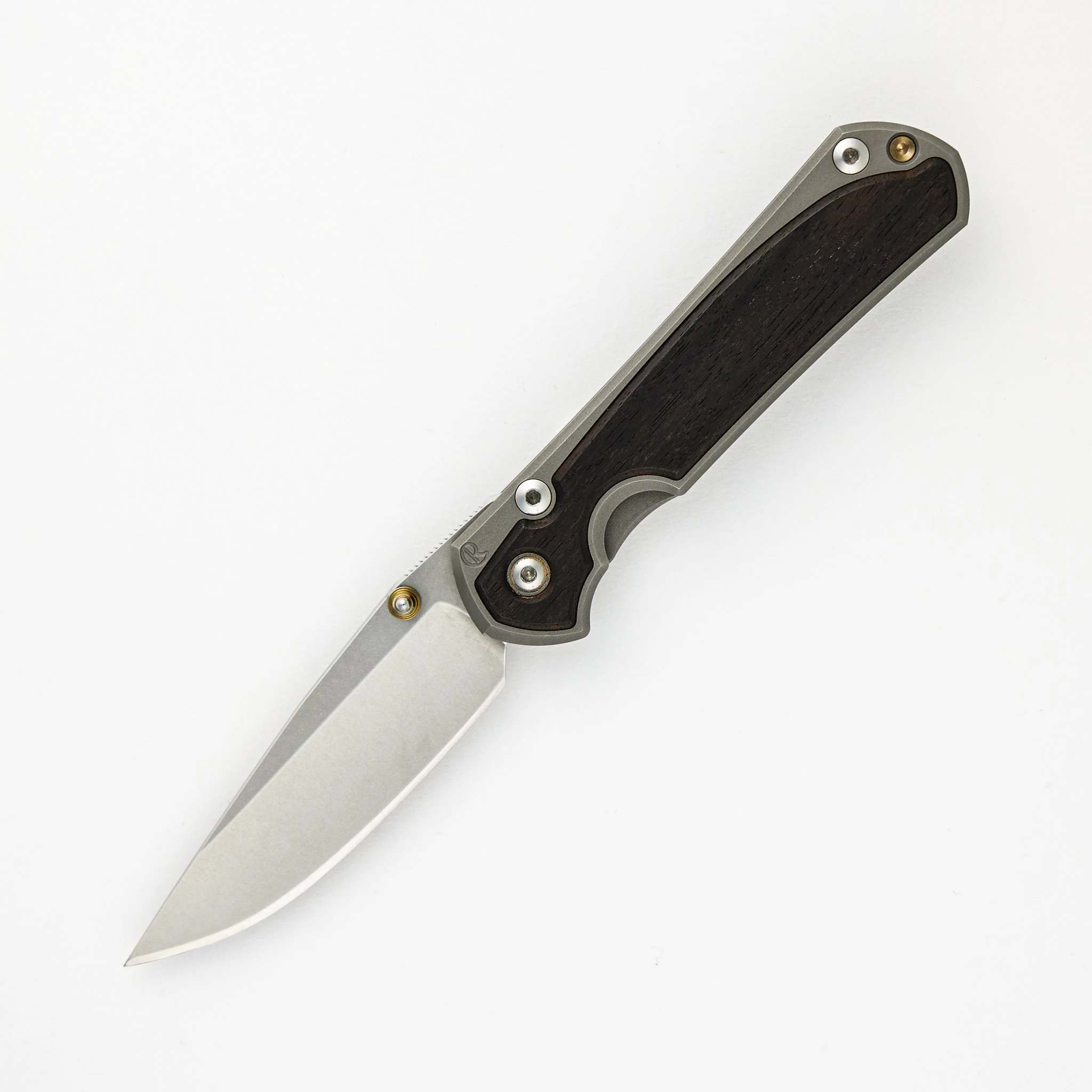 Small Sebenza 31 - Drop Point CPM S45VN Blade - Macassar Ebony Inlays - Gold Single Lug
