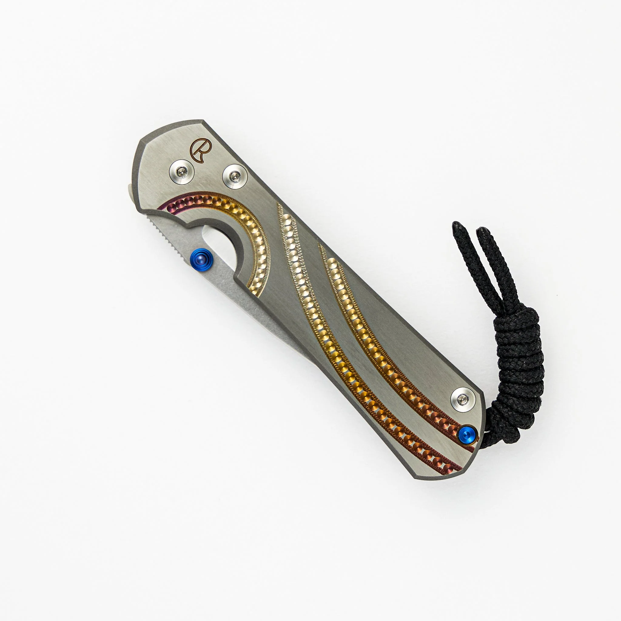 Small Sebenza 31 Unique Graphic - Polished Drop Point CPM MagnaCut Blade - Blue Double Lugs - Image 3