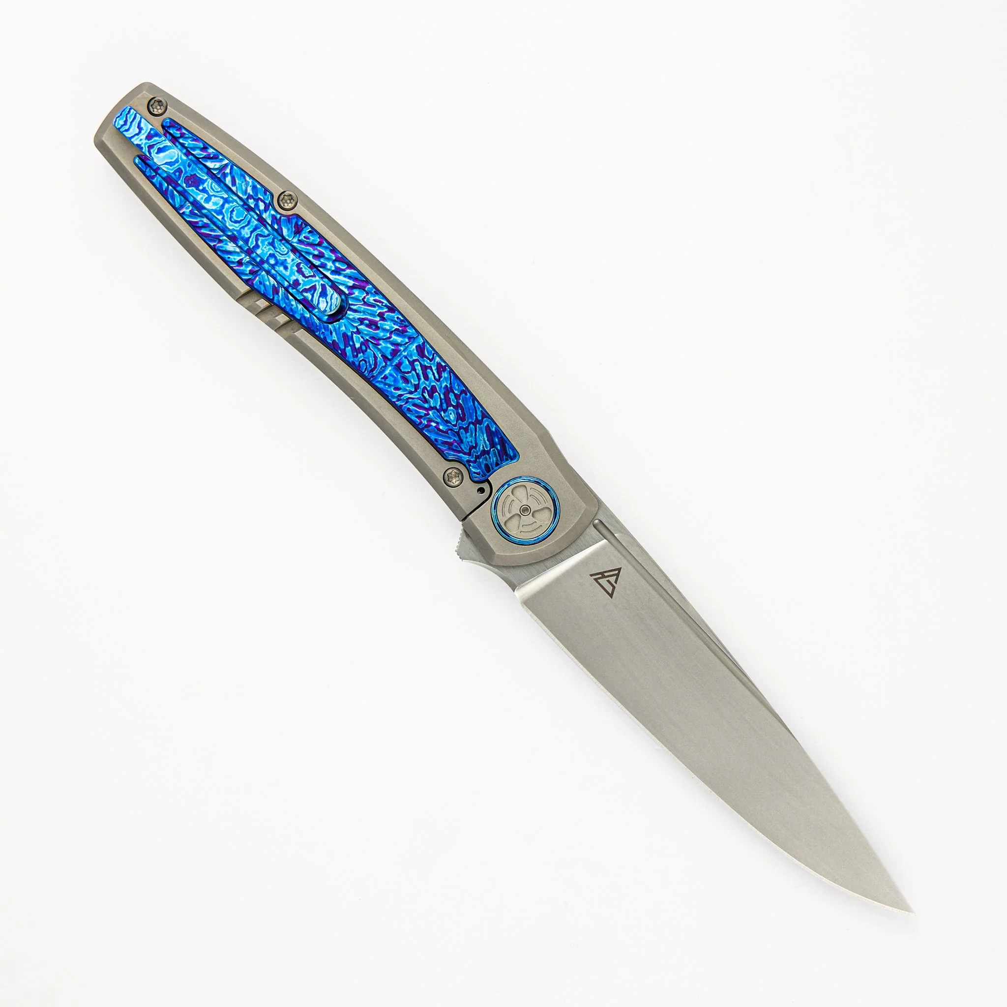 Gorizont - Mach 3 - Frosted Satin M390 Blade - Titanium/Layered Titanium Handle (AG Knives Design) - Image 2