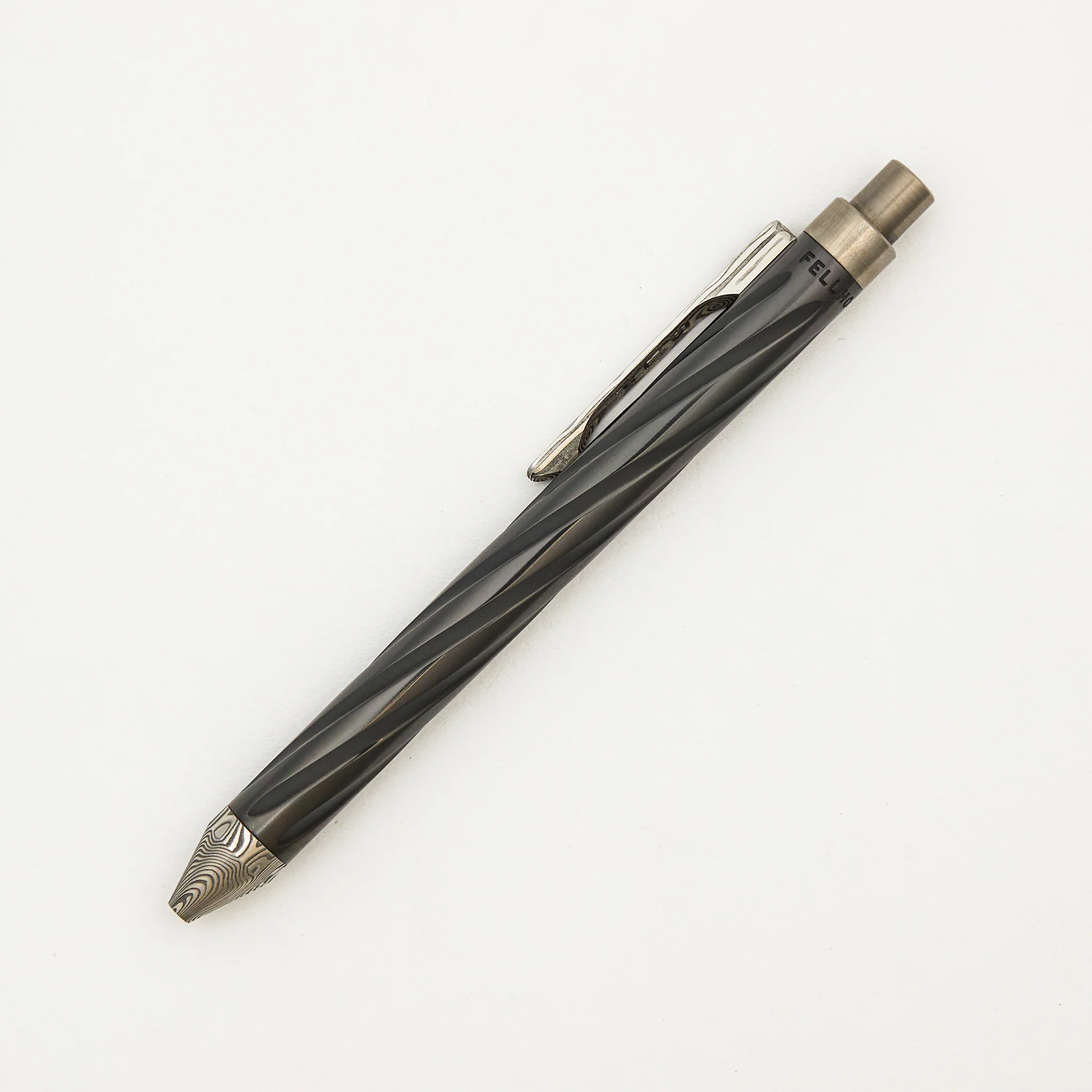 Cptn Axel Full Size TiClicker Pen - Zirconium/Damasteel Accents