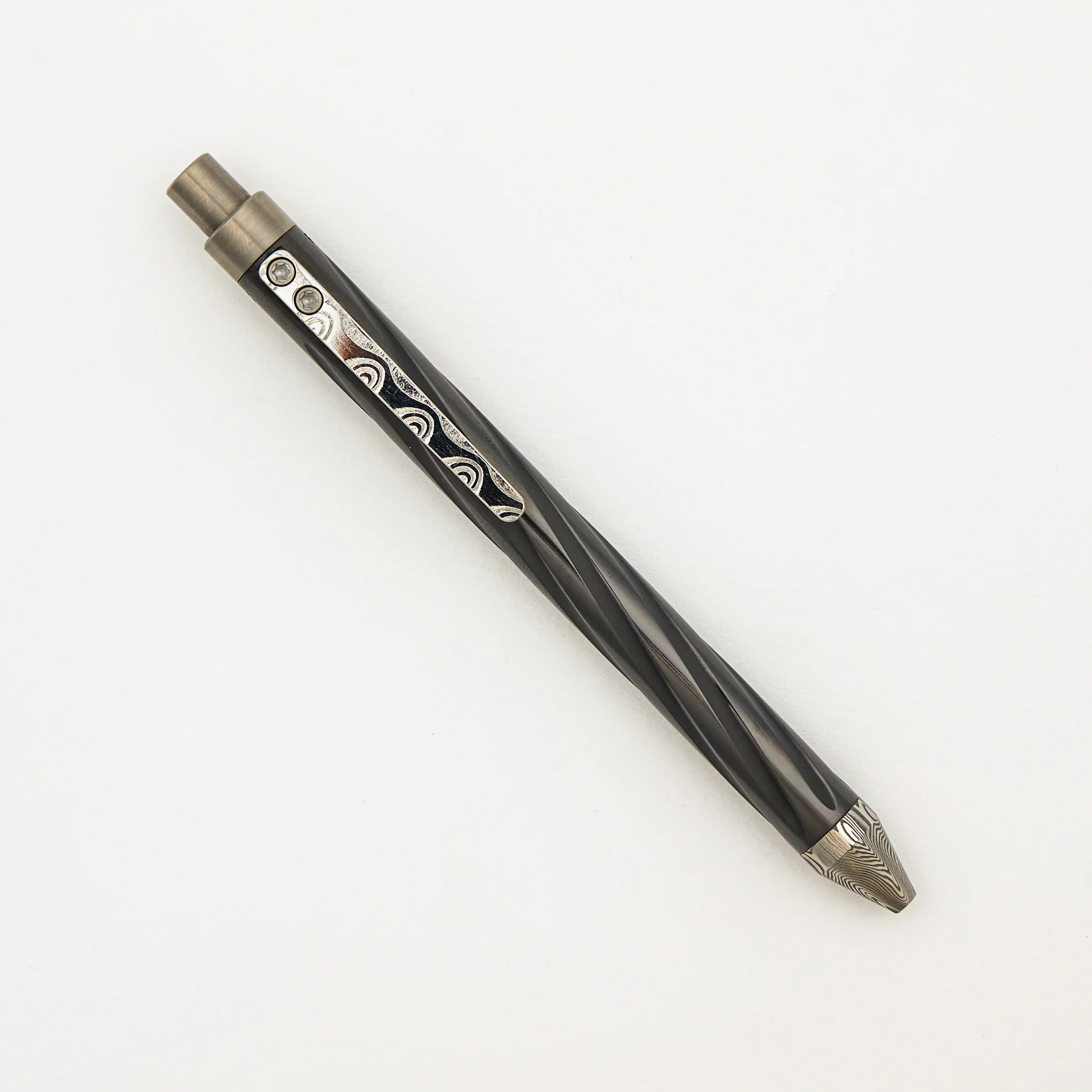 Cptn Axel Full Size TiClicker Pen - Zirconium/Damasteel Accents - Image 2