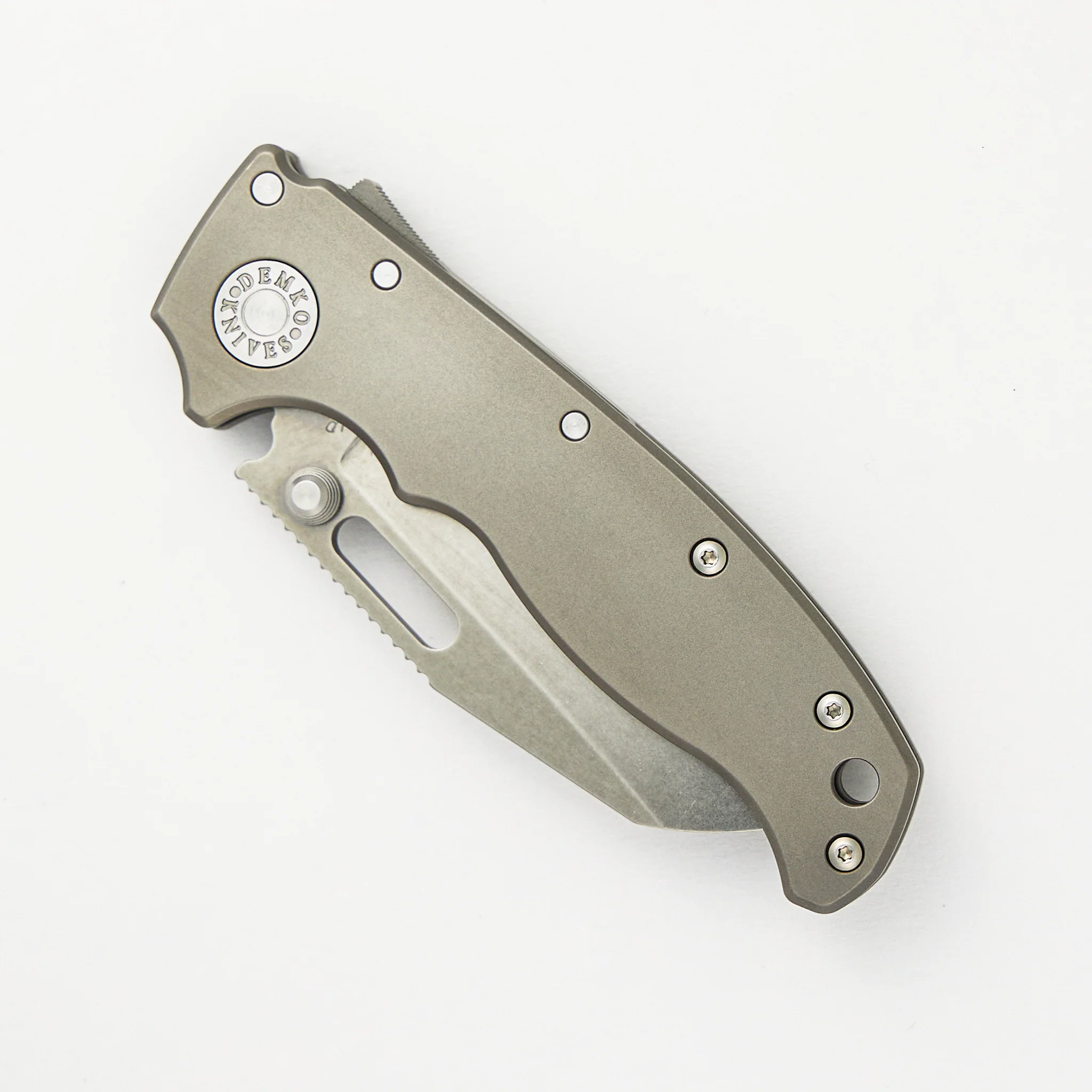 AD20.5 20CV Smooth Titanium Handle Shark Foot Stonewash Blade - Image 3