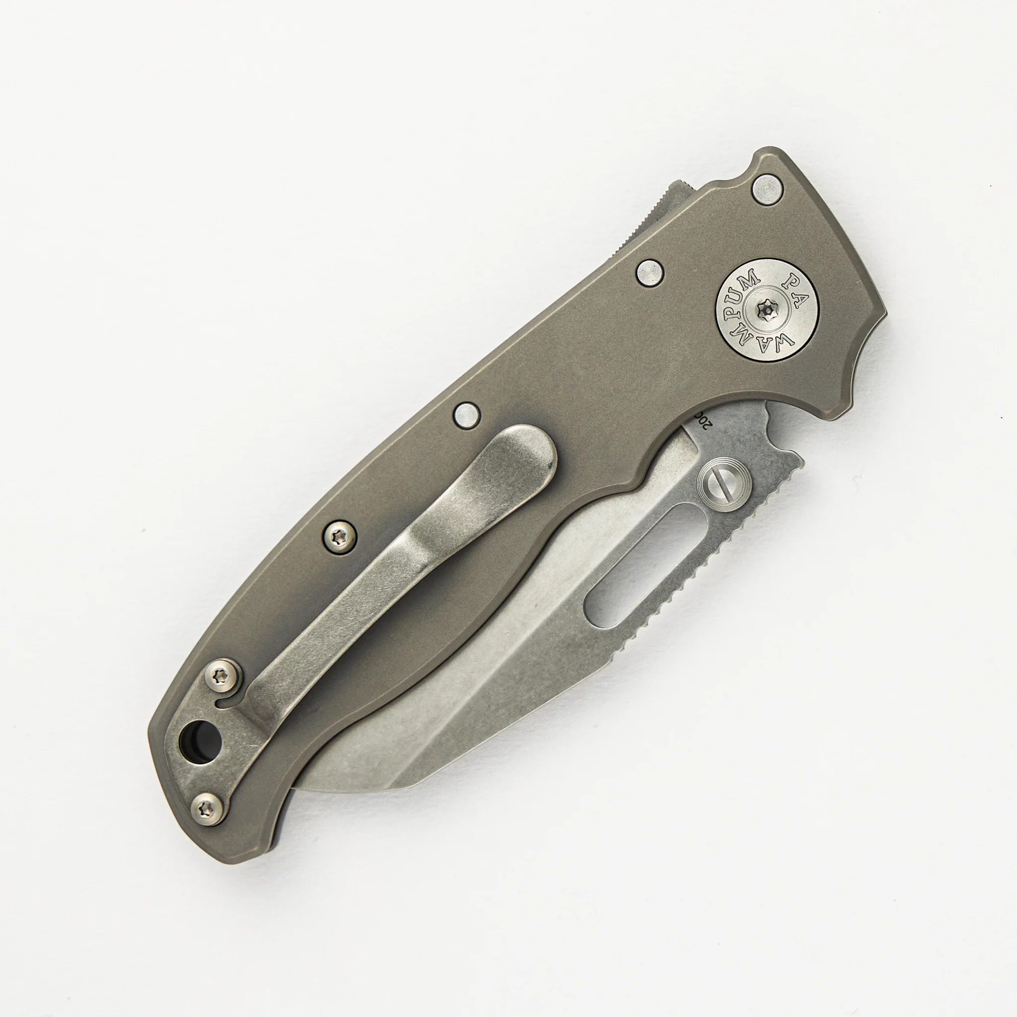 AD20.5 20CV Smooth Titanium Handle Shark Foot Stonewash Blade - Image 4