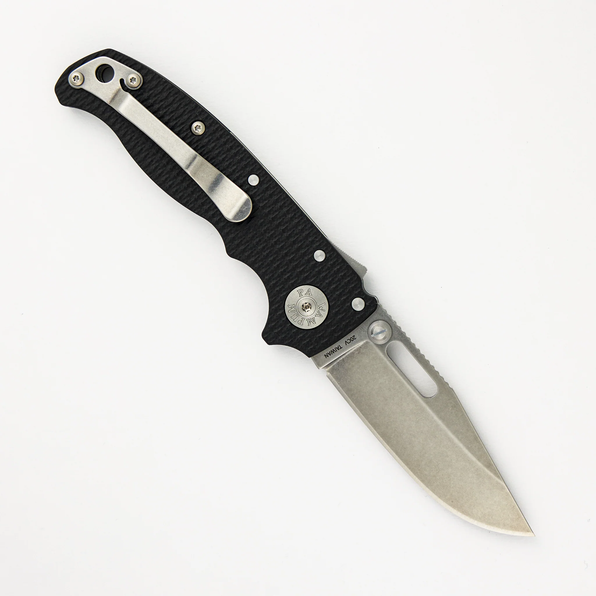 AD20.5 20CV Black G10 Handle Clip Point Stonewash Blade - Image 2