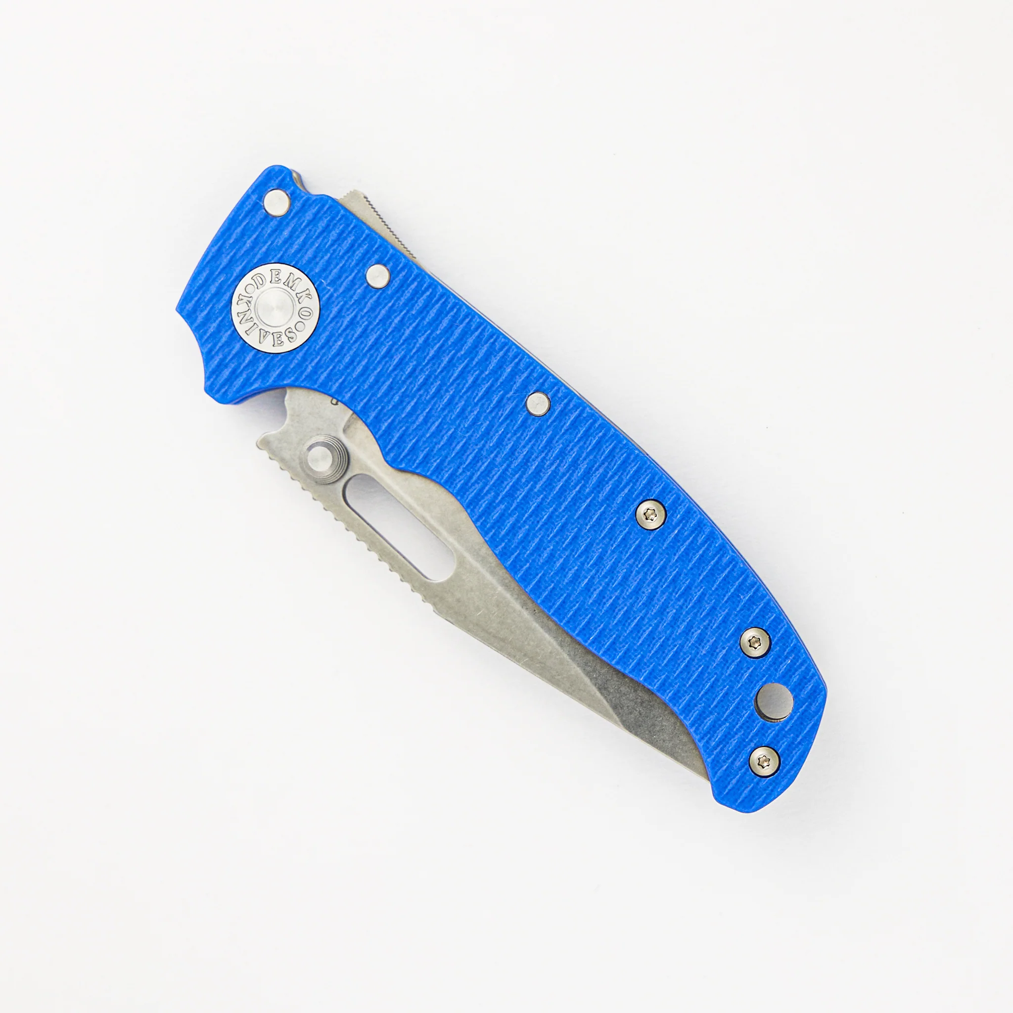 AD20.5 20CV Blue G10 Handle Clip Point Stonewash Blade - Image 3