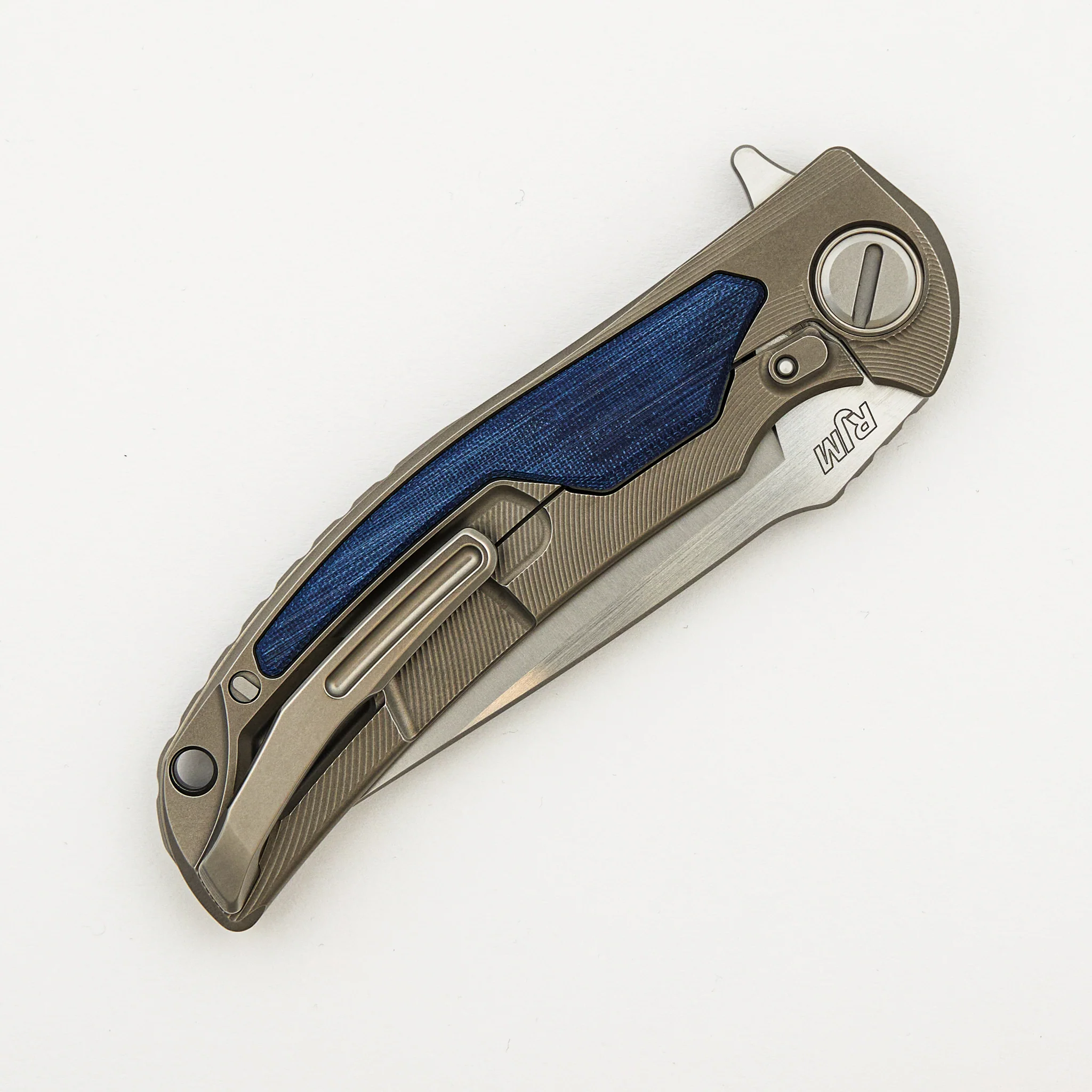 Denim Overkill - S90V Blade - Titanium Handle W/ Jeans Micarta Inlays - SRRBS (RJ Martin Design) - Image 4