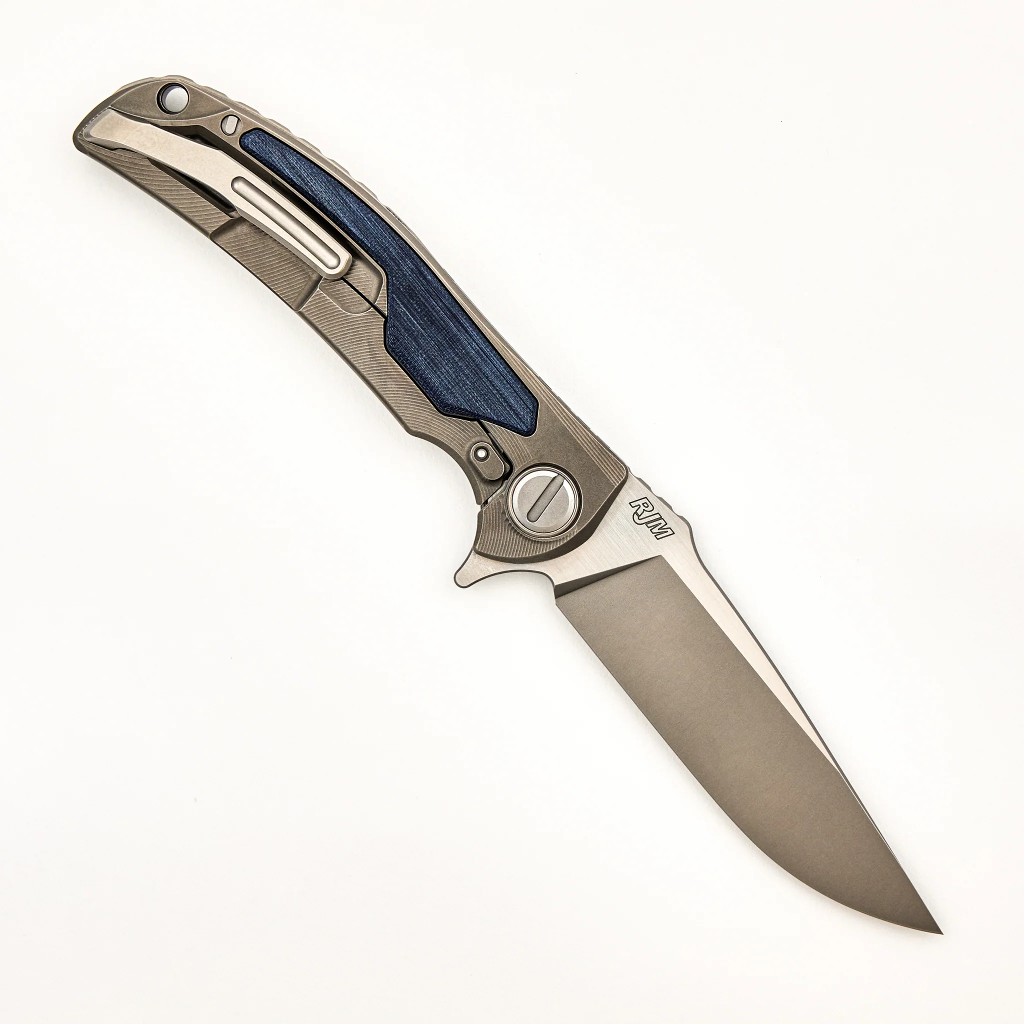 Denim Overkill - S90V Blade - Titanium Handle W/ Jeans Micarta Inlays - SRRBS (RJ Martin Design) - Image 2
