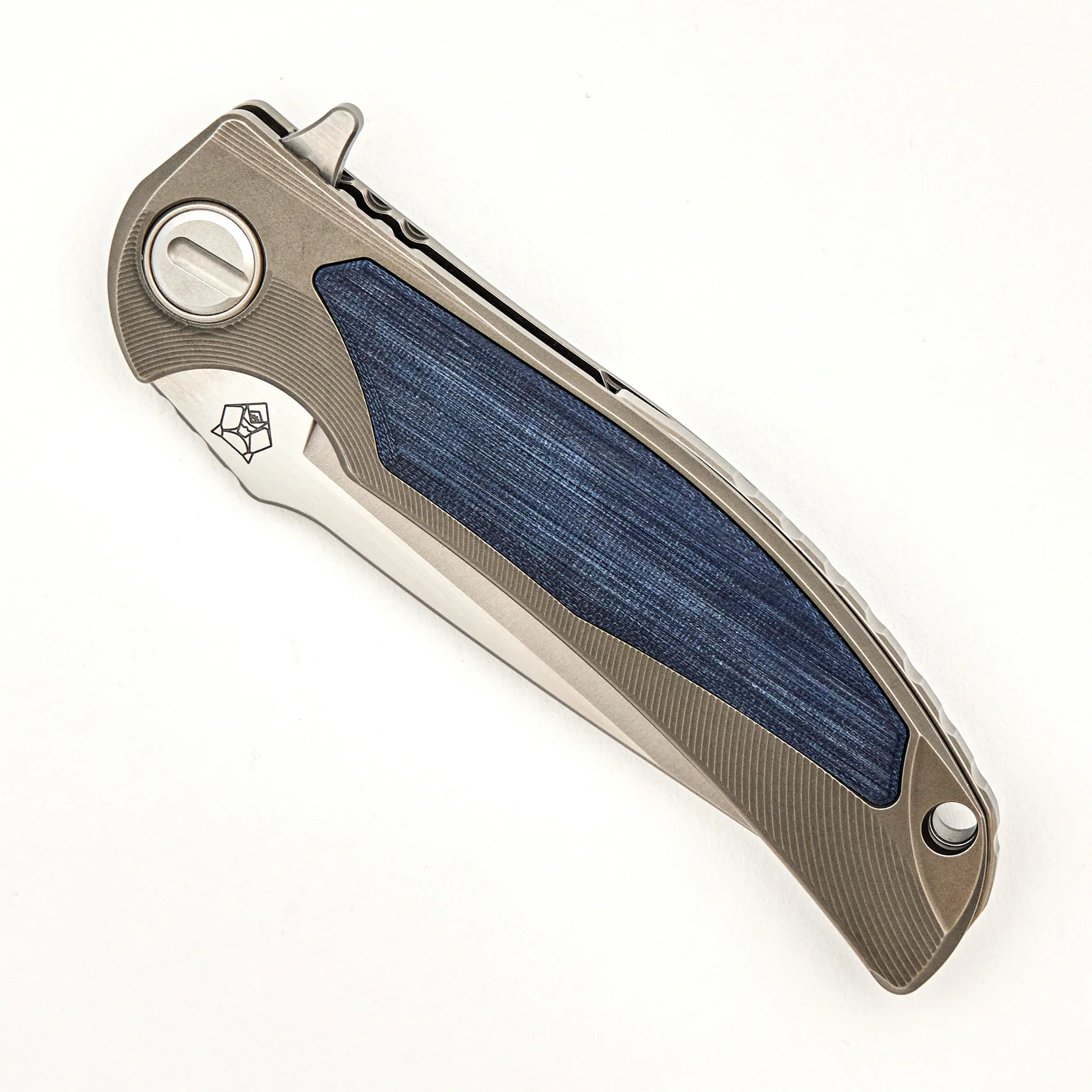 Denim Overkill - S90V Blade - Titanium Handle W/ Jeans Micarta Inlays - SRRBS (RJ Martin Design) - Image 3