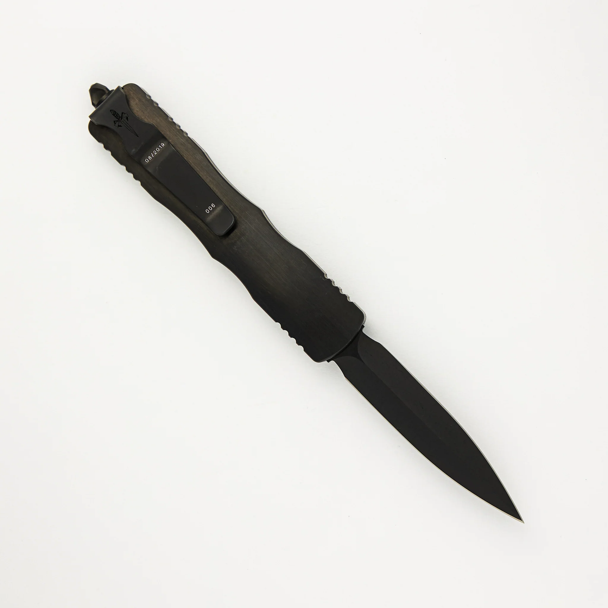 Marfione Custom Knives Dirac - D/E Blackwash Blade - Black Stainless Steel Handle - Image 2
