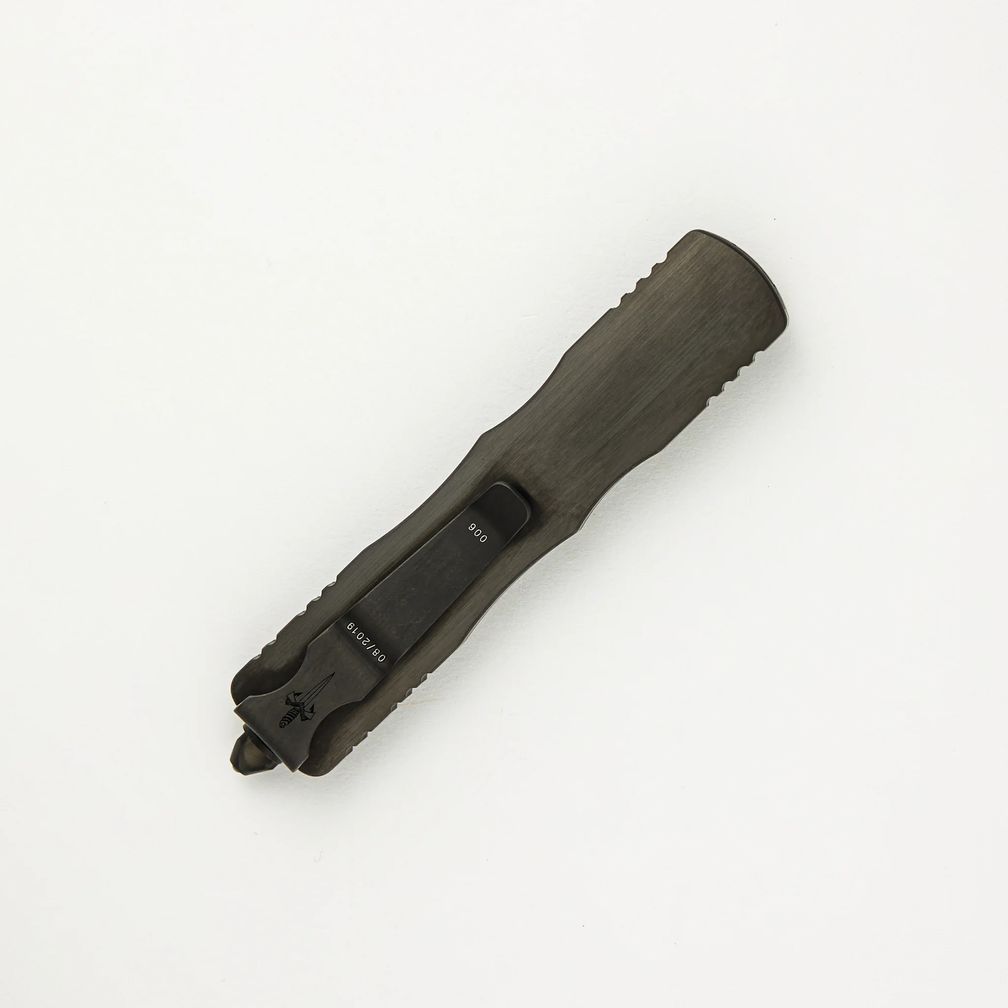 Marfione Custom Knives Dirac - D/E Blackwash Blade - Black Stainless Steel Handle - Image 4
