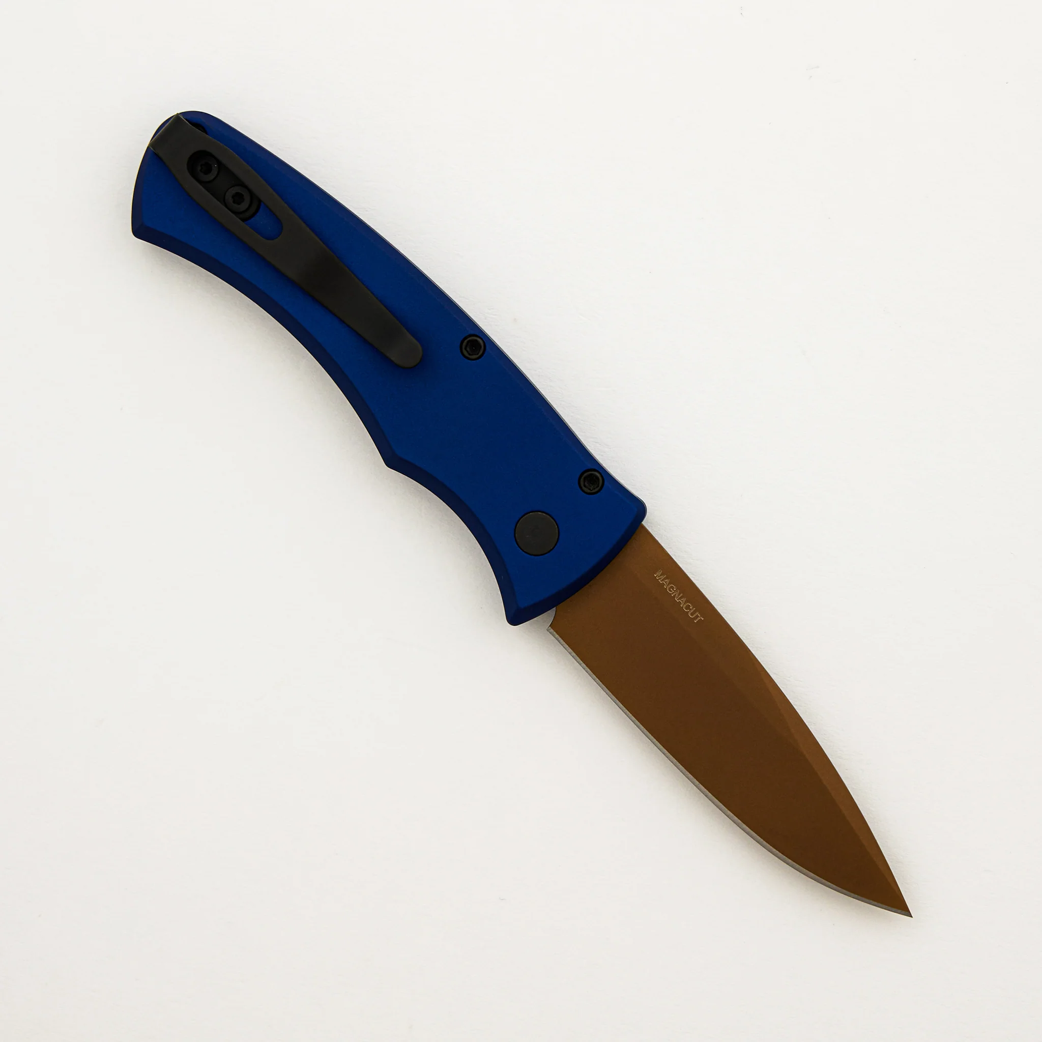 Duke 2 - DUKE2103-LTD HERITAGE - Navy Blue Anluminum Handle - FDE PVD MagnaCut Blade - Black Lip Pearl Button - Image 2