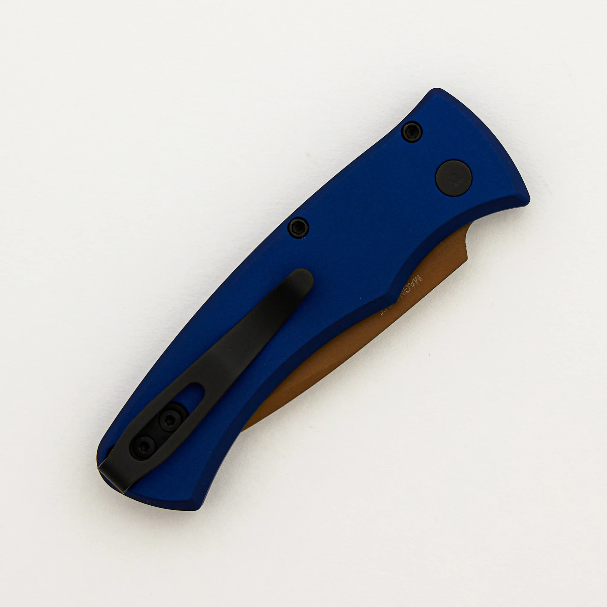 Duke 2 - DUKE2103-LTD HERITAGE - Navy Blue Anluminum Handle - FDE PVD MagnaCut Blade - Black Lip Pearl Button - Image 4