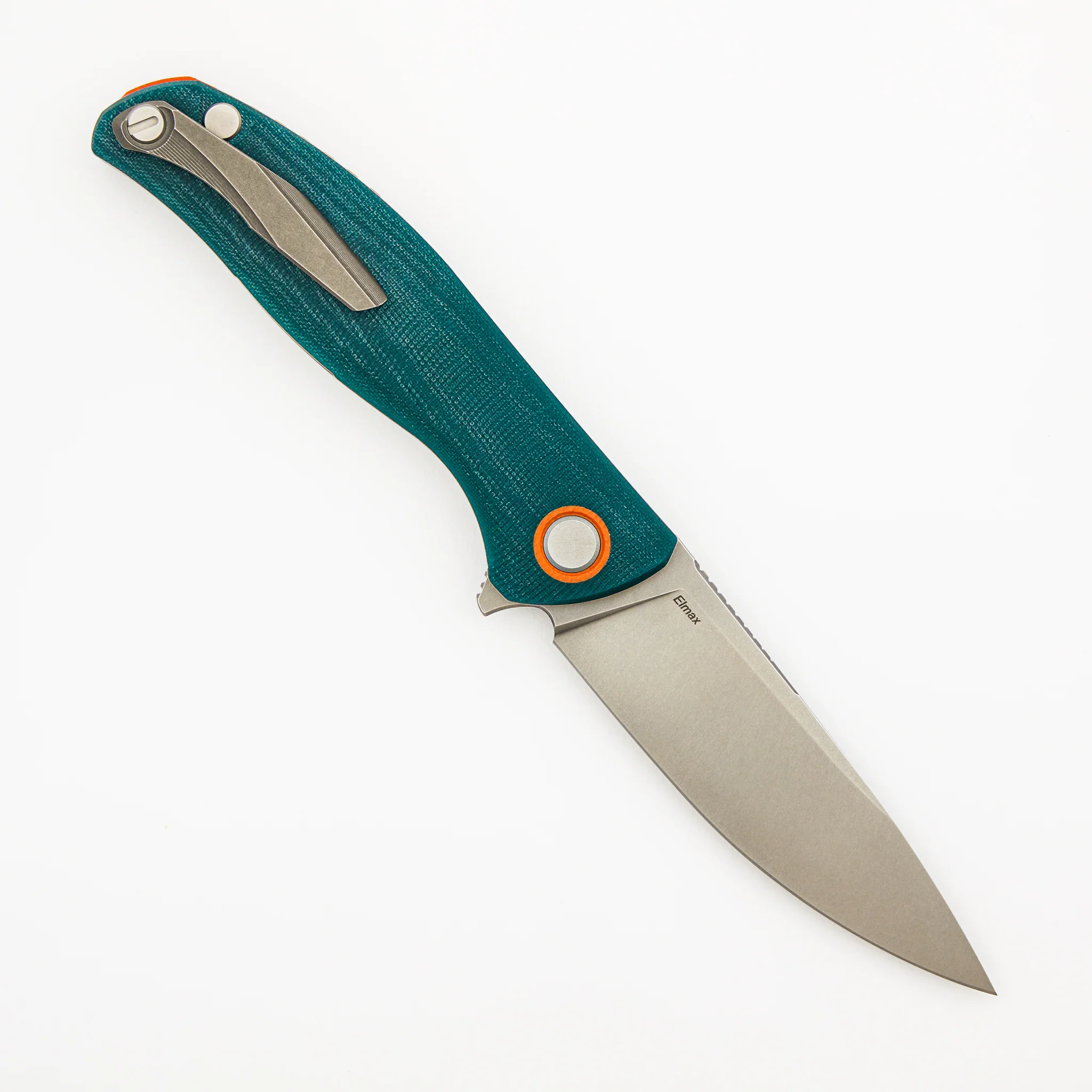 F3 - Elmax Blade - Emerald Micarta Handle - Orange G10 Accents - MRBS - Image 2