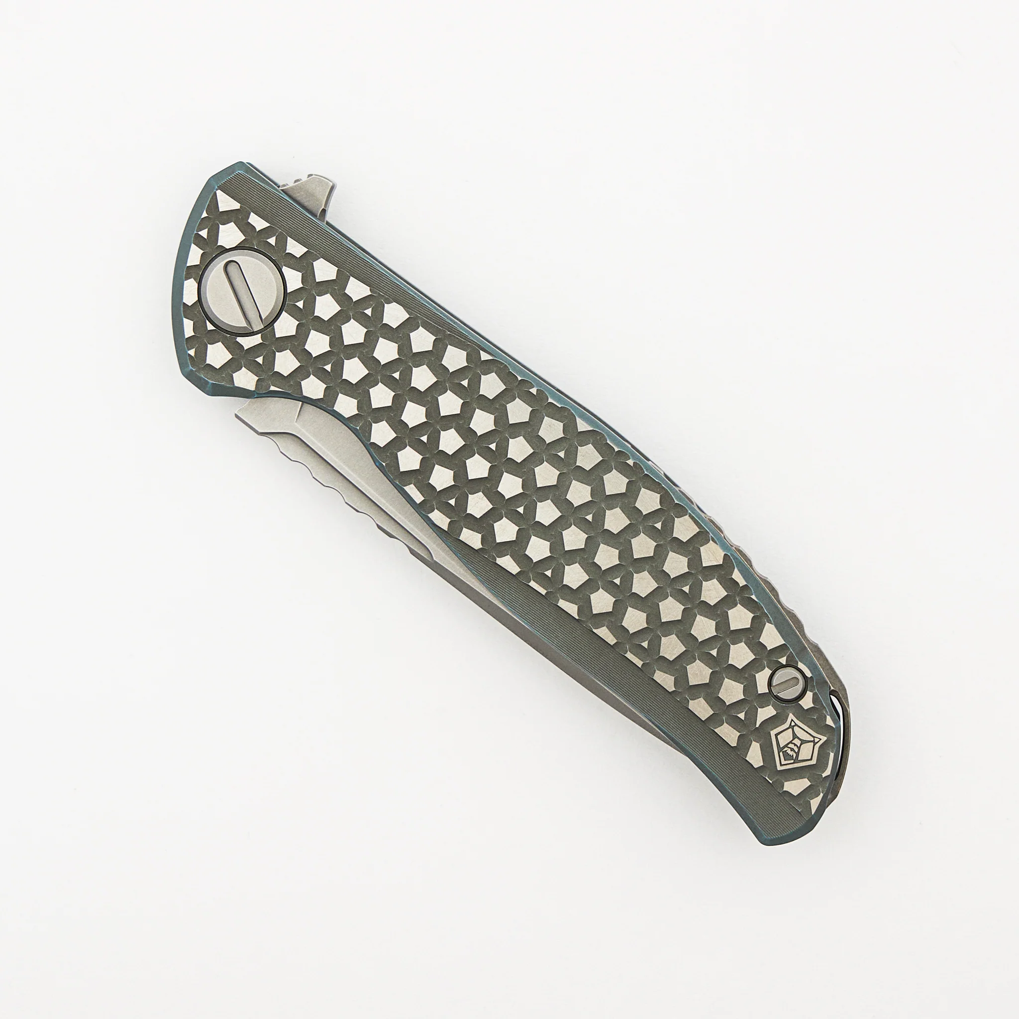 F95 Bear Pattern - Turquoise Titanium Handle - M390 Blade - MRBS - Image 3