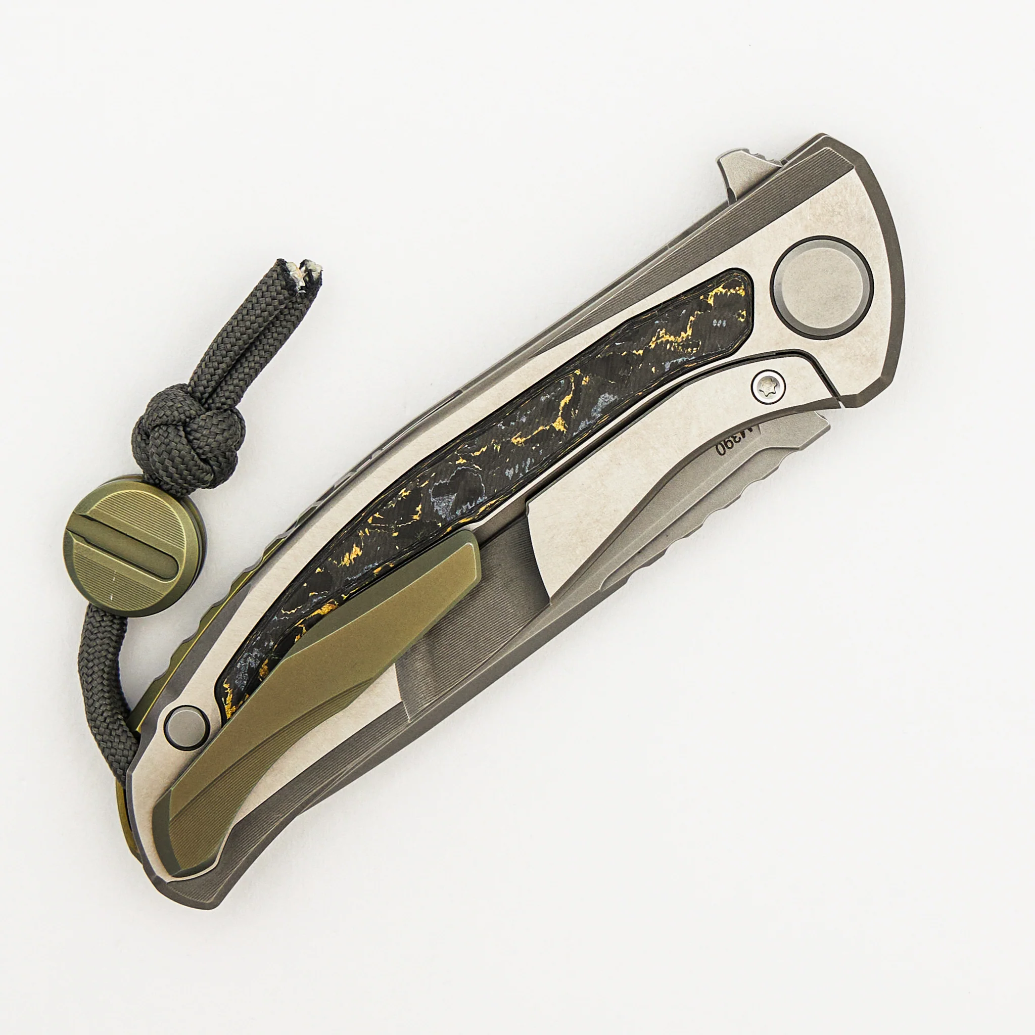 F95NL Gen. 5 - Blade Show Exclusive 2024 - M390 Blade - Titanium Handle - Golden Spark TechnoCarbo Inlays - MRBS - Image 4