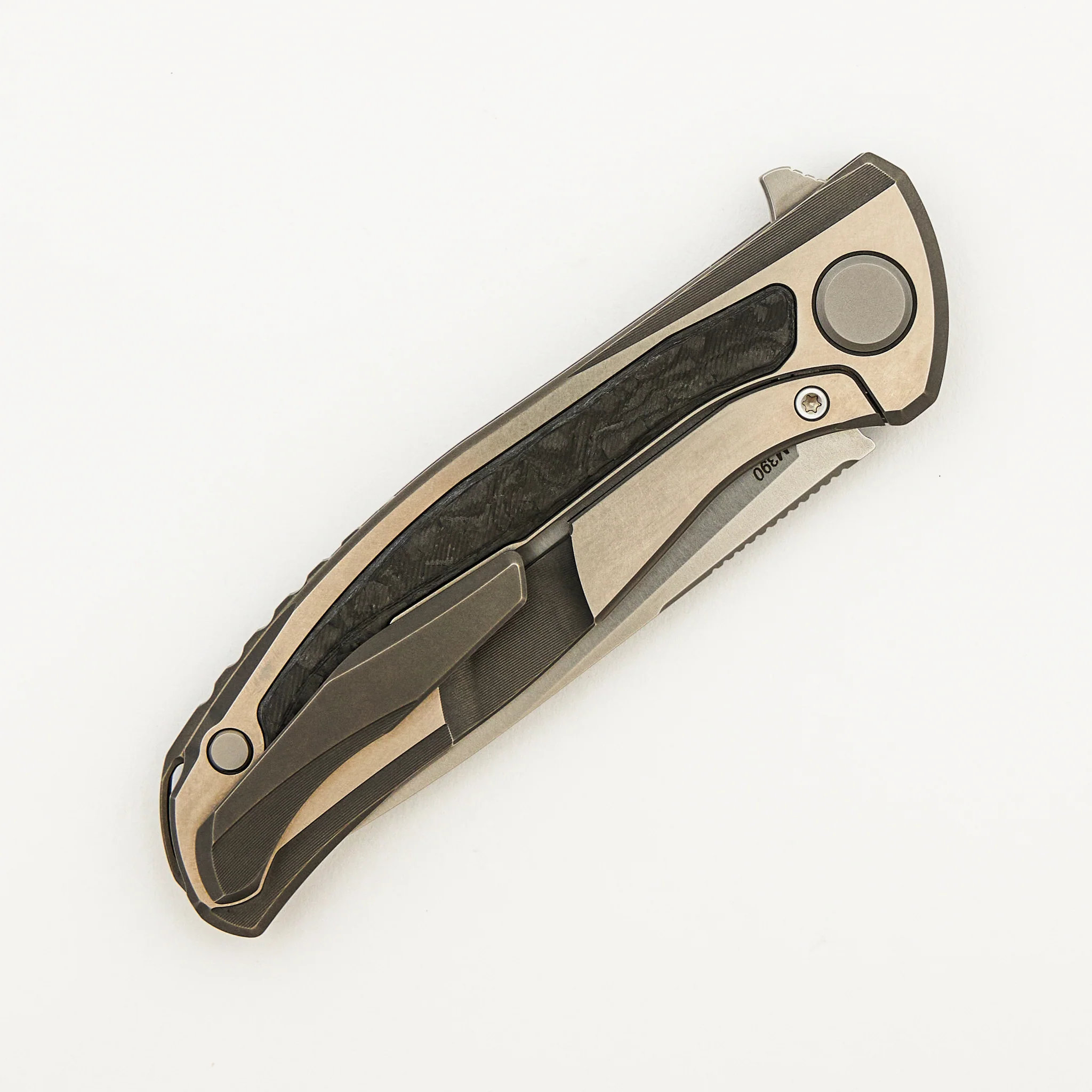 F95NL Gen. 5 - M390 Blade - Titanium Handle - Black TechnoCarbo Inlays - MRBS - Image 4