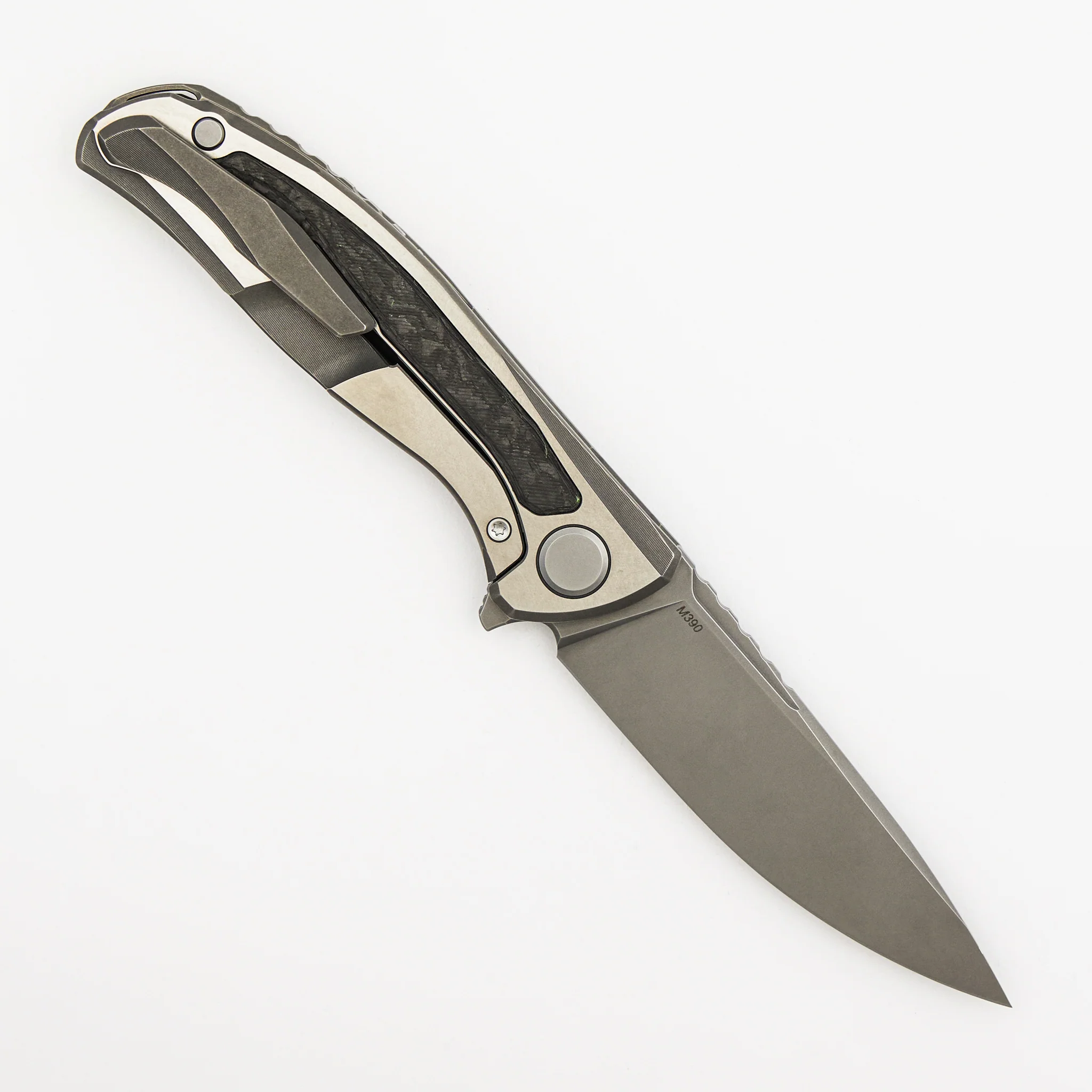 F95NL Gen. 5 - M390 Blade - Titanium Handle - Black TechnoCarbo Inlays - MRBS - Image 2
