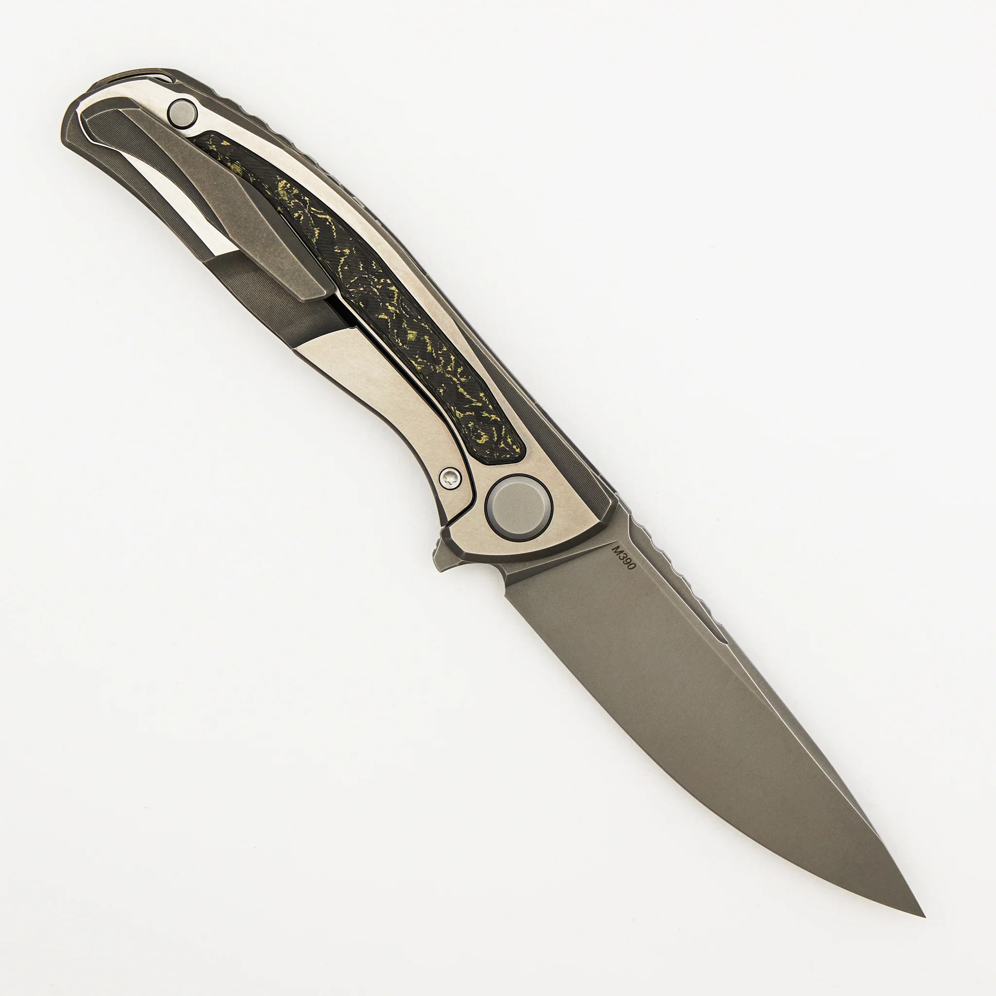 F95NL Gen. 5 - M390 Blade - Titanium Handle - Olive TechnoCarbo Inlays - MRBS - Image 2