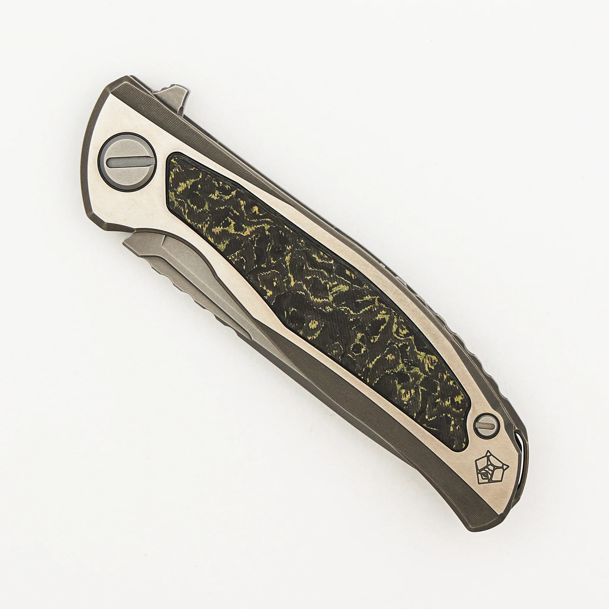 F95NL Gen. 5 - M390 Blade - Titanium Handle - Olive TechnoCarbo Inlays - MRBS - Image 3