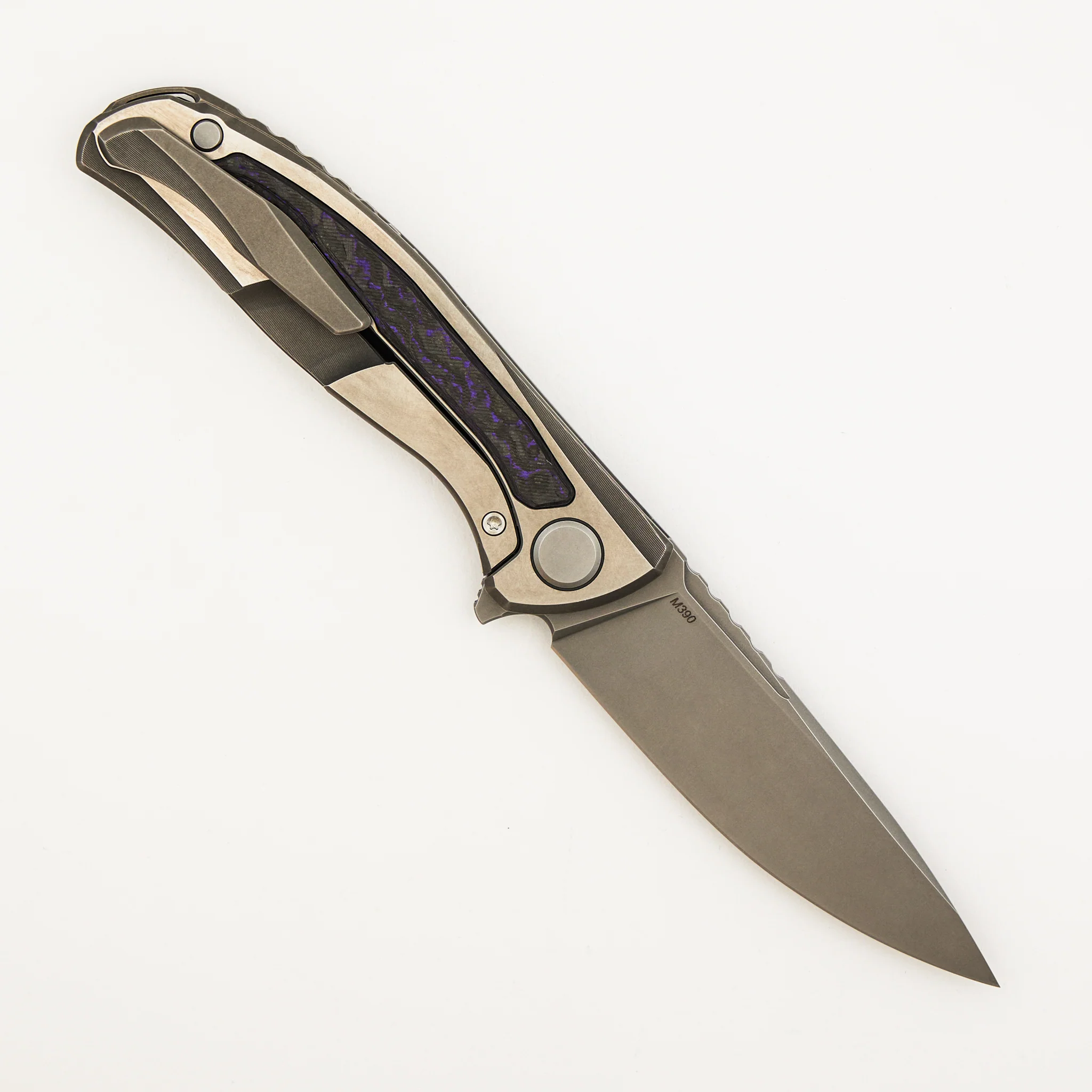 F95NL Gen. 5 - M390 Blade - Titanium Handle - Purple TechnoCarbo Inlays - MRBS - Image 2