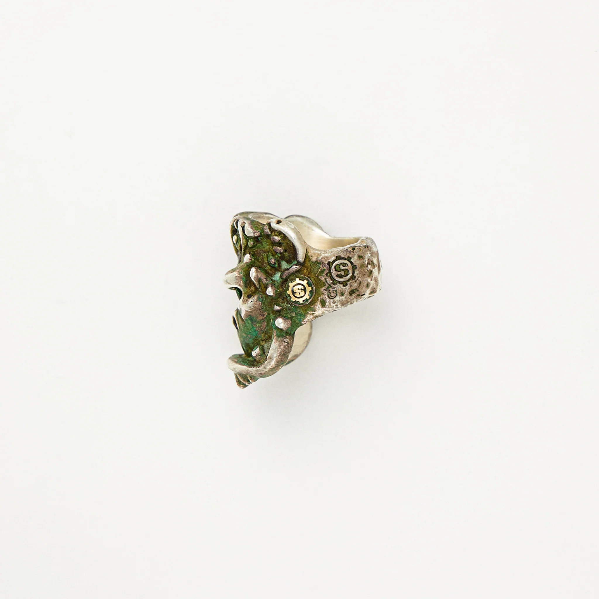 Frankenchimp Puncher W/ Tsavorite Eyes Halloween 2023 Ring - Ag/18k - Image 3