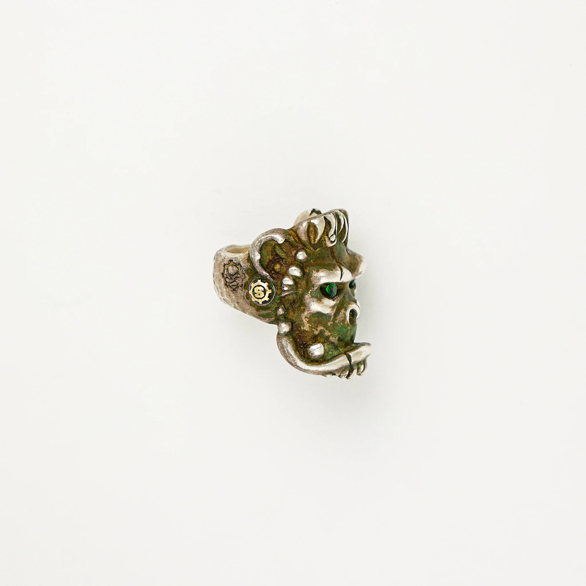 Frankenchimp Puncher W/ Tsavorite Eyes Halloween 2023 Ring - Ag/18k - Image 4