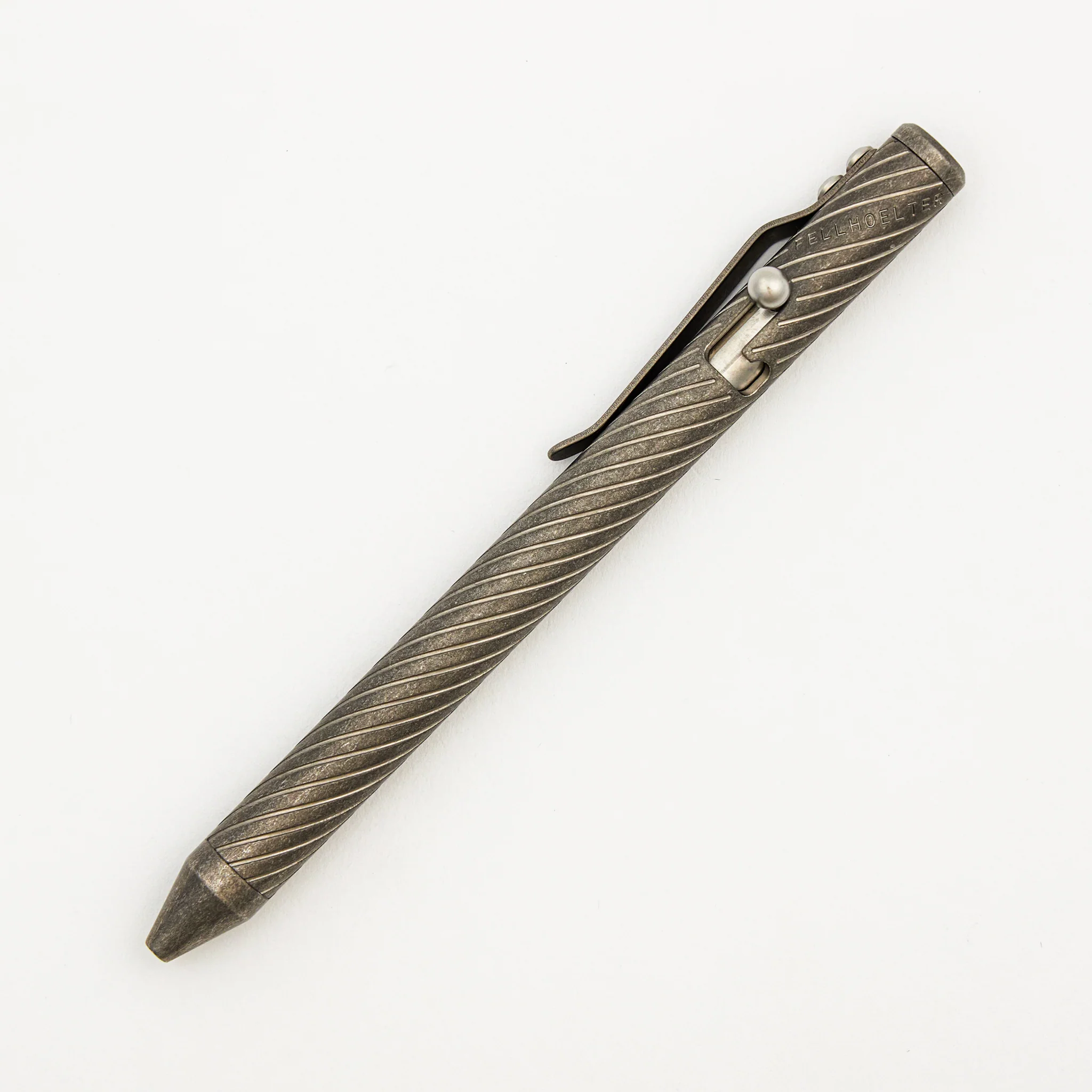 Full Size TiBolt Pen - Titanium Stonewashed Spiral Fluted