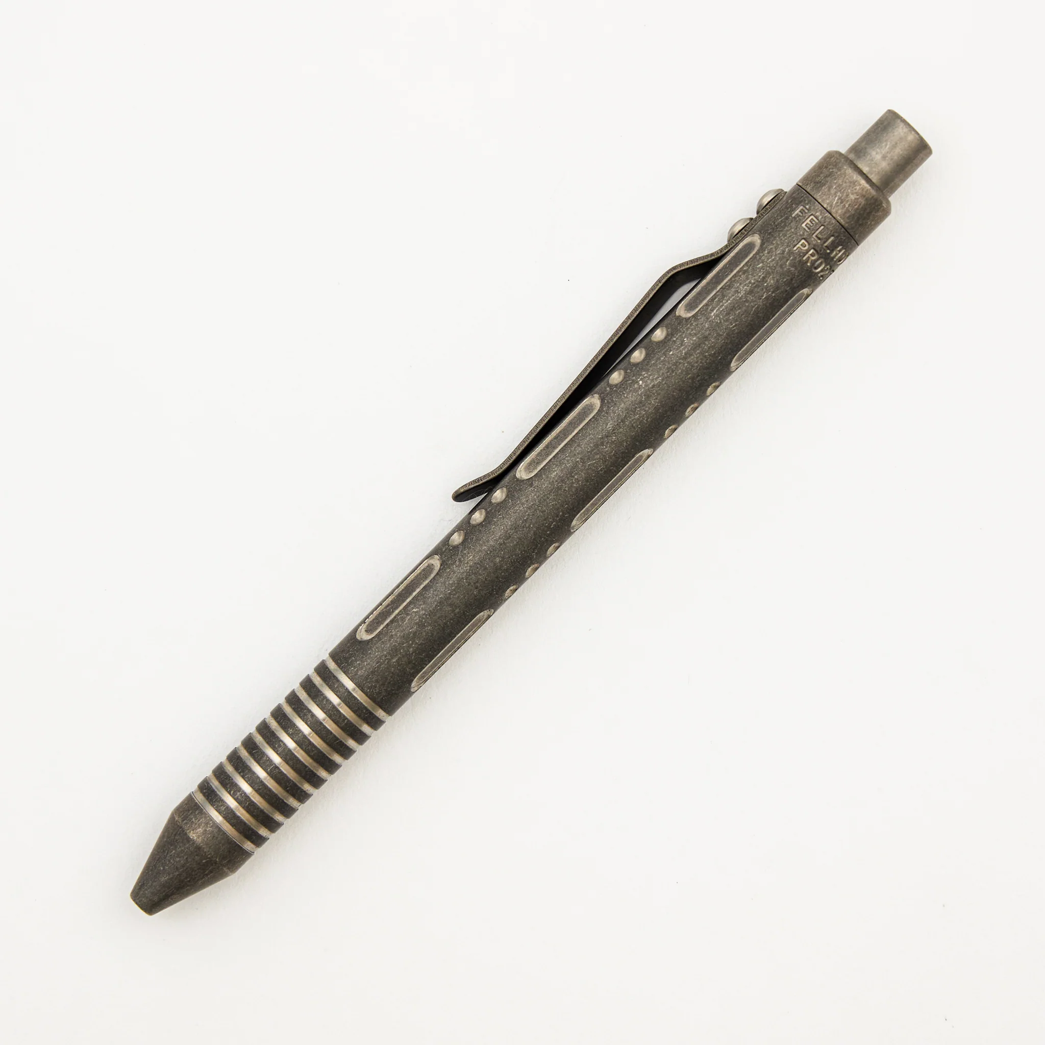 Full Size TiClicker Pen - Titanium Stonewashed Deluxe W/ Slots - Divots Version