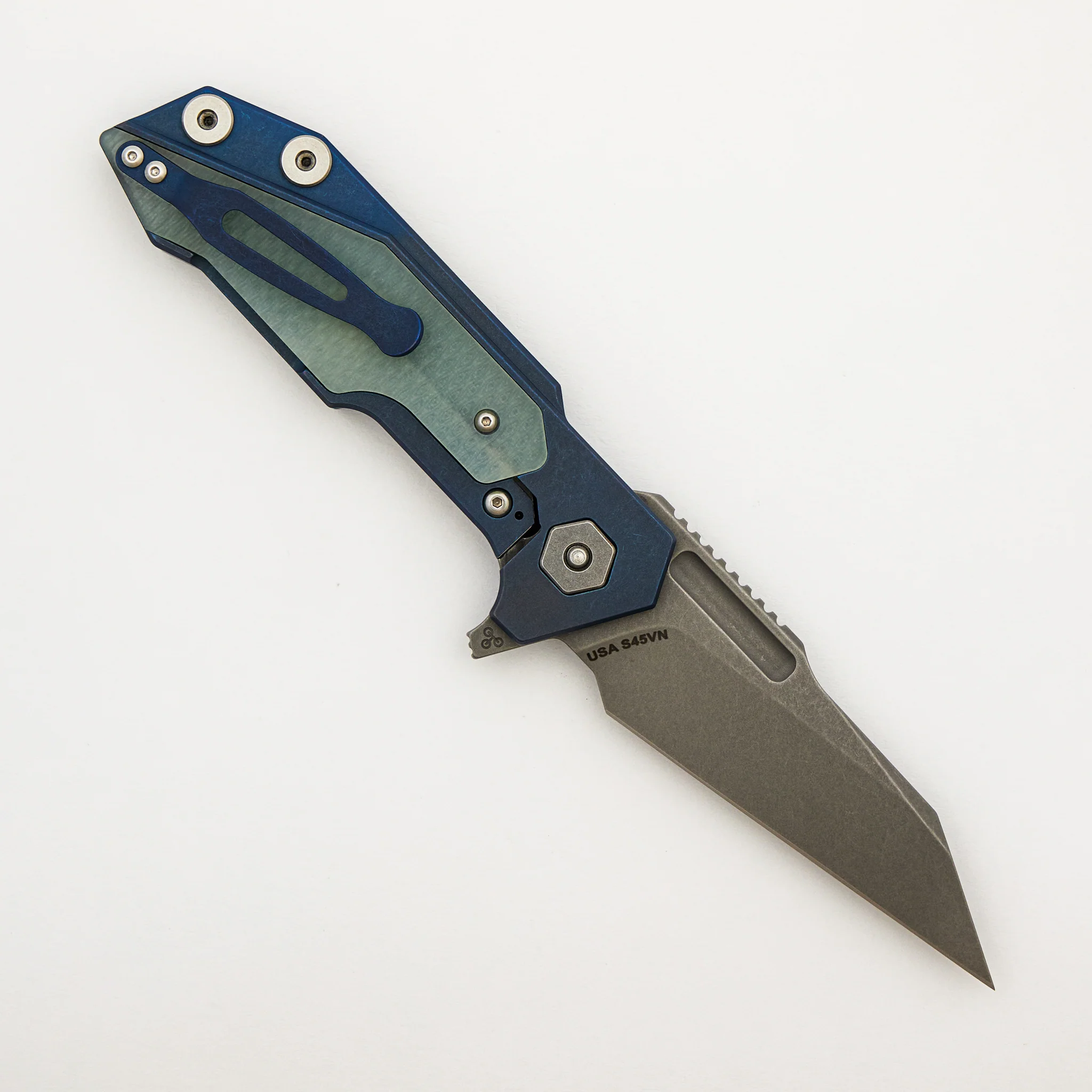 Fulltrack - S45VN Wharncliffe - Tri-Way - Battle Blue - Translucent Green G10 - Image 2