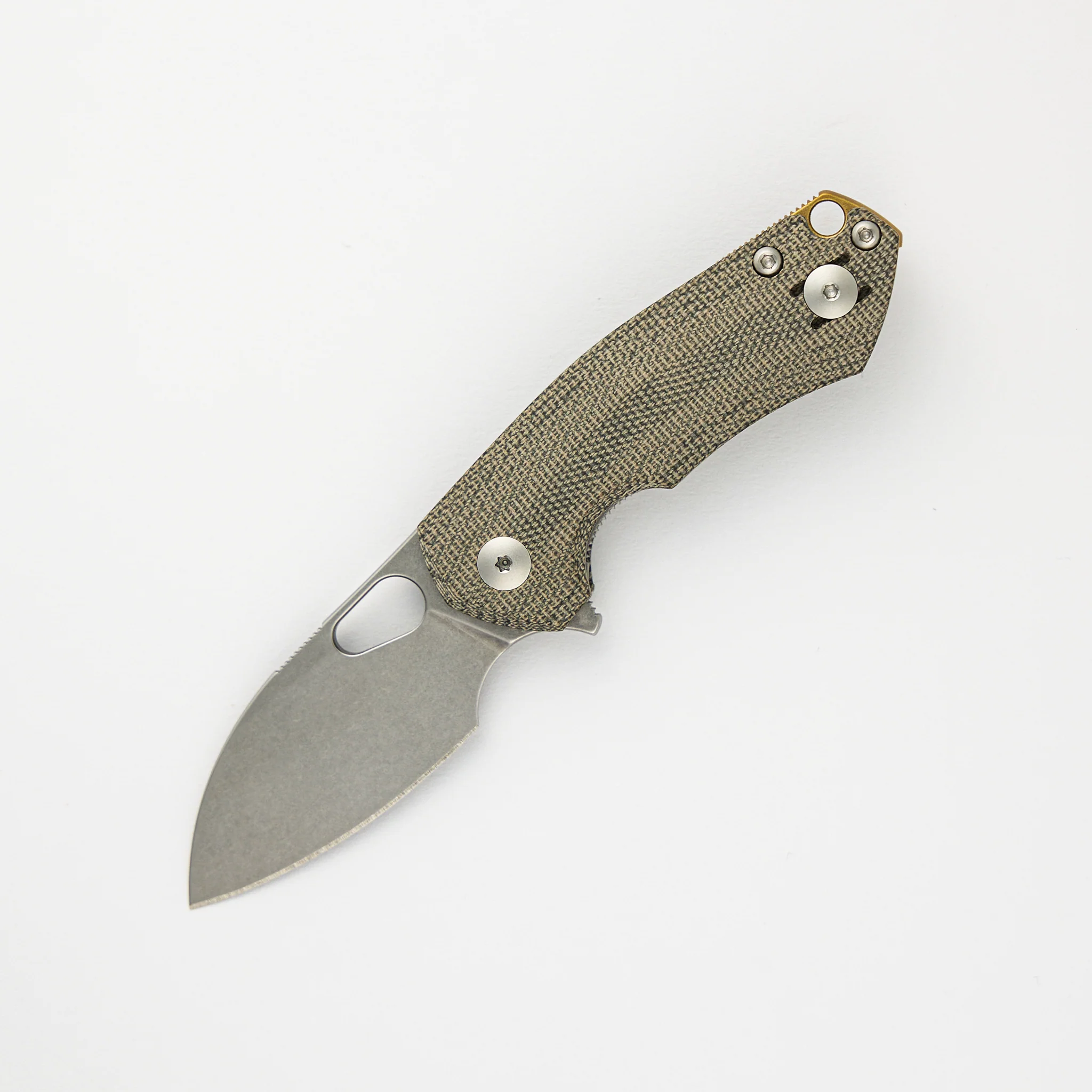 ACE Riv LL - Green Canvas Micarta - Stonewashed