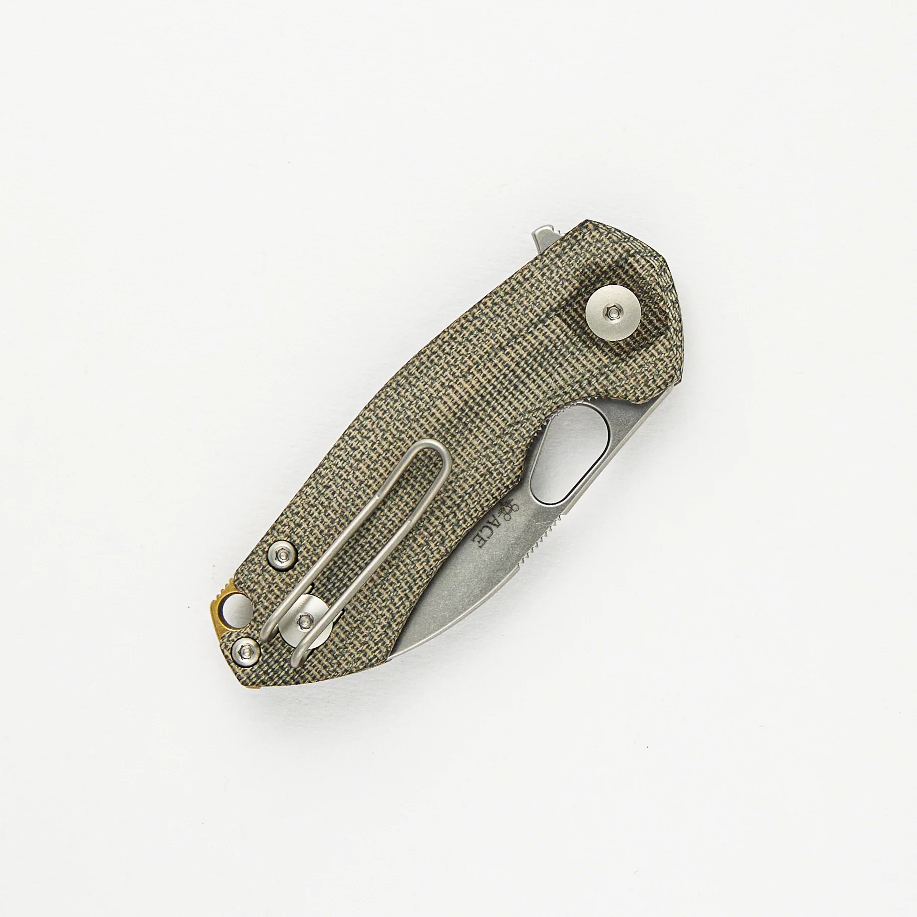 ACE Riv LL - Green Canvas Micarta - Stonewashed - Image 4