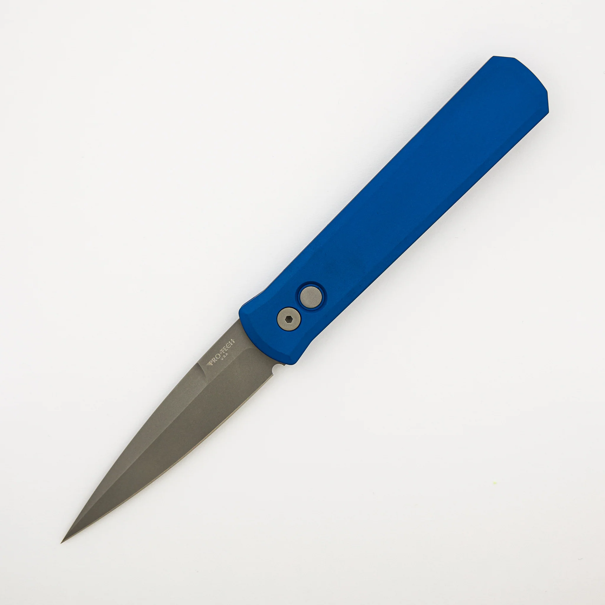 GODFATHER – Solid Blue Handle – Blasted 154CM Plain Edge Blade 920-Blue
