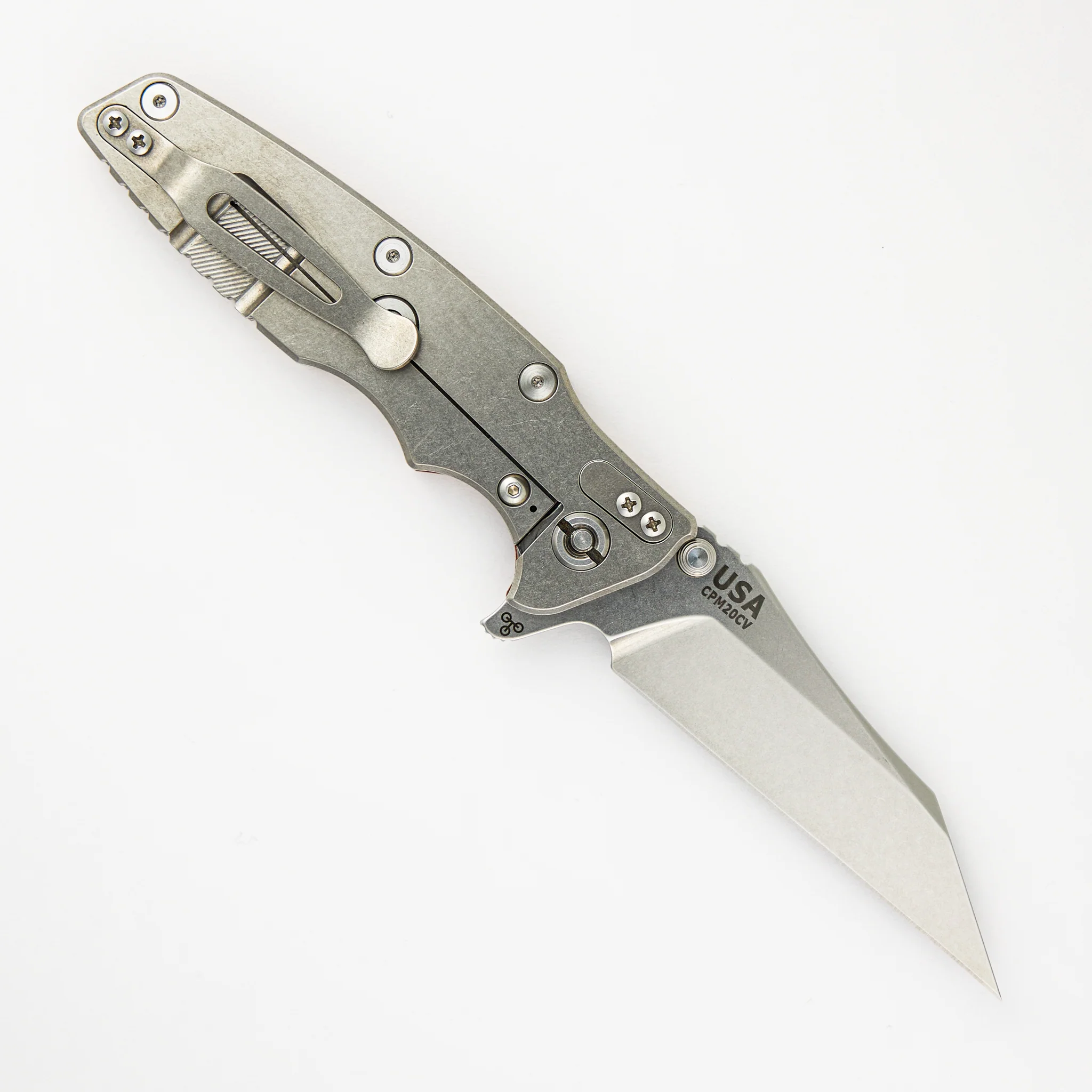 Eklipse 3.5" - Wharncliffe CPM 20CV Blade - Tri-Way - Stonewash - Translucent Green G10 - Image 2