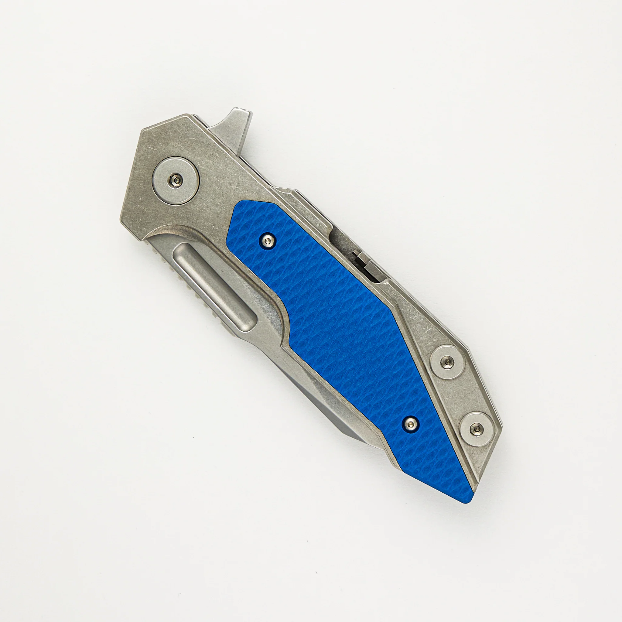 Fulltrack - Wharncliffe S45VN Blade - Tri-Way - Stonewash - Blue G10 - Image 3