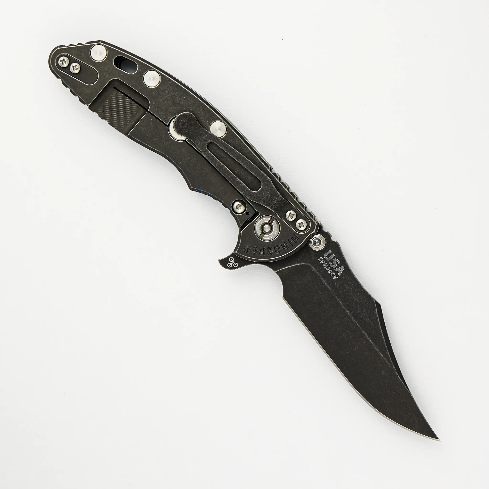 XM-18 3.5" Bowie CPM 20CV Blade - Tri-Way - Battle Black - Blue/Black G10 - Image 2